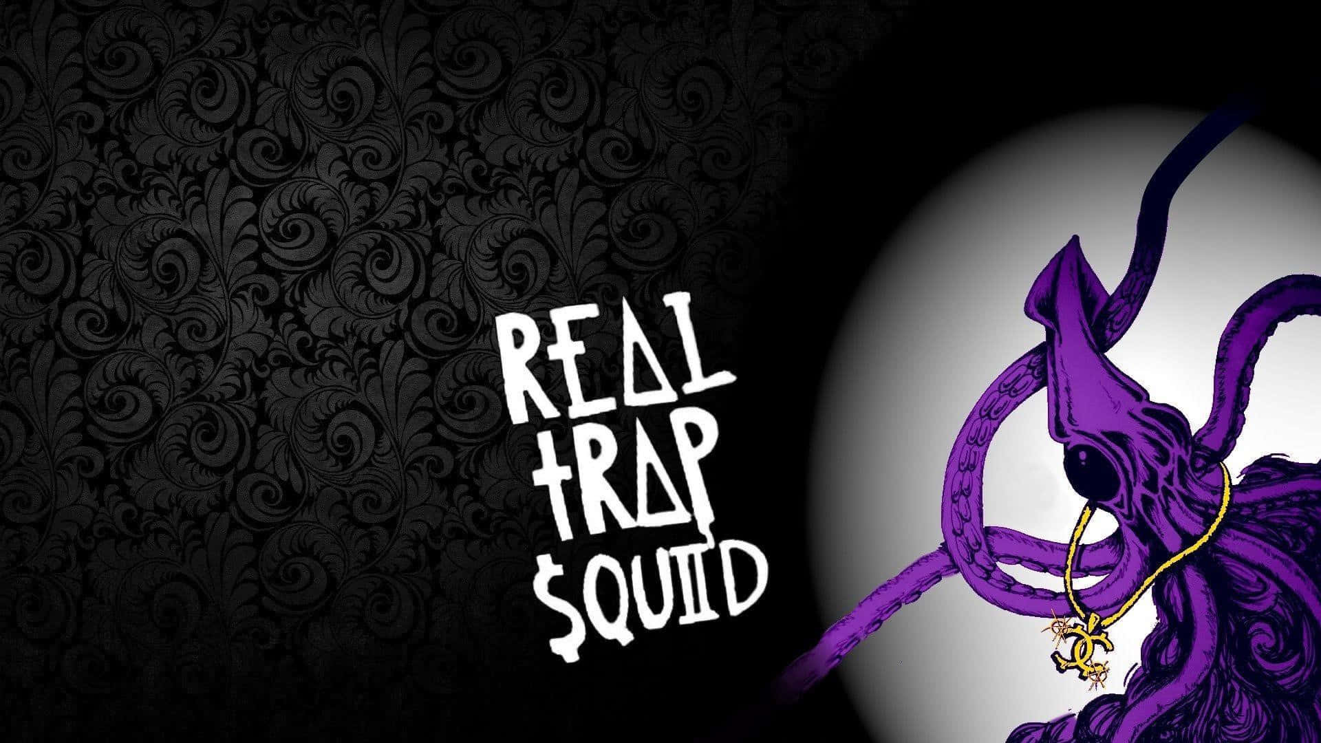 purple squid, gold chain, bright circle, Full HD Desktop Wallpaper
