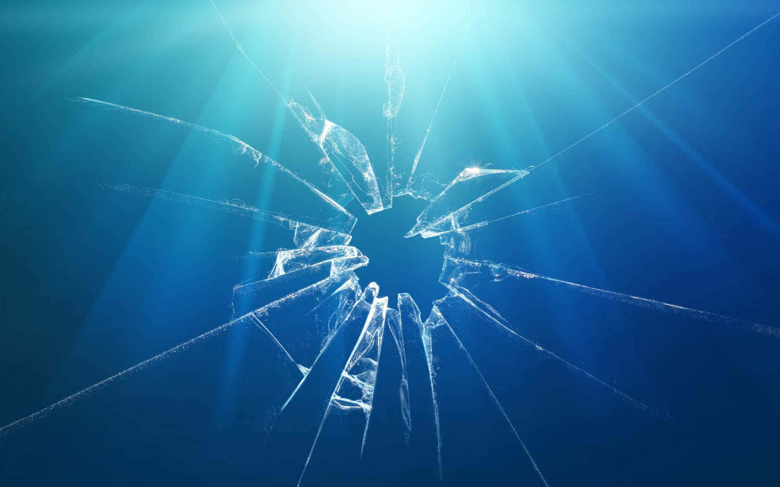 elegant glass wall art, shattered glass surface, radiant blue light beams, HD Desktop Wallpaper