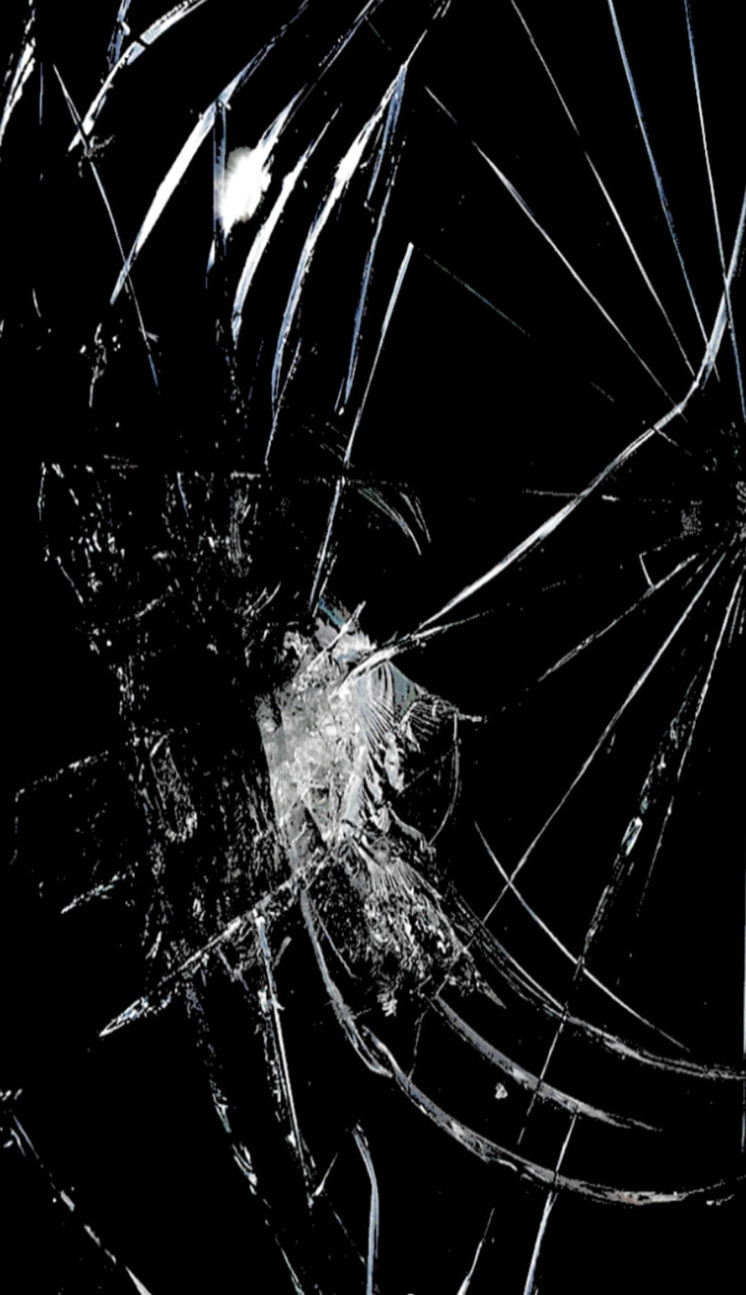 broken glass, intricate cracks, central impact point, HD Phone Wallpaper