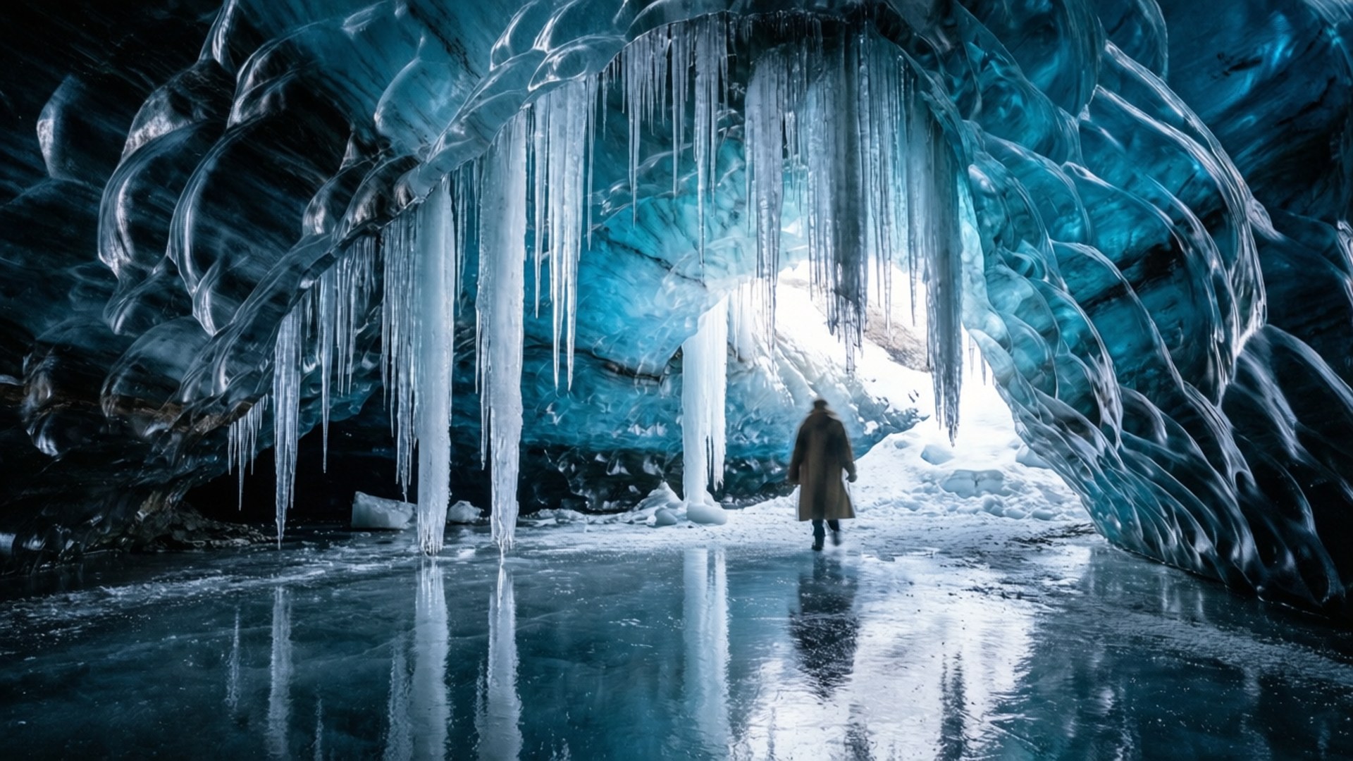 Glastrier, ancient ice cave, glowing ice cave, Full HD Desktop Wallpaper