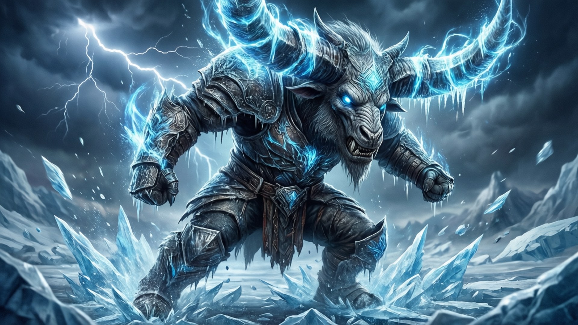 Glastrier, ice energy, lightning, Full HD Desktop Wallpaper
