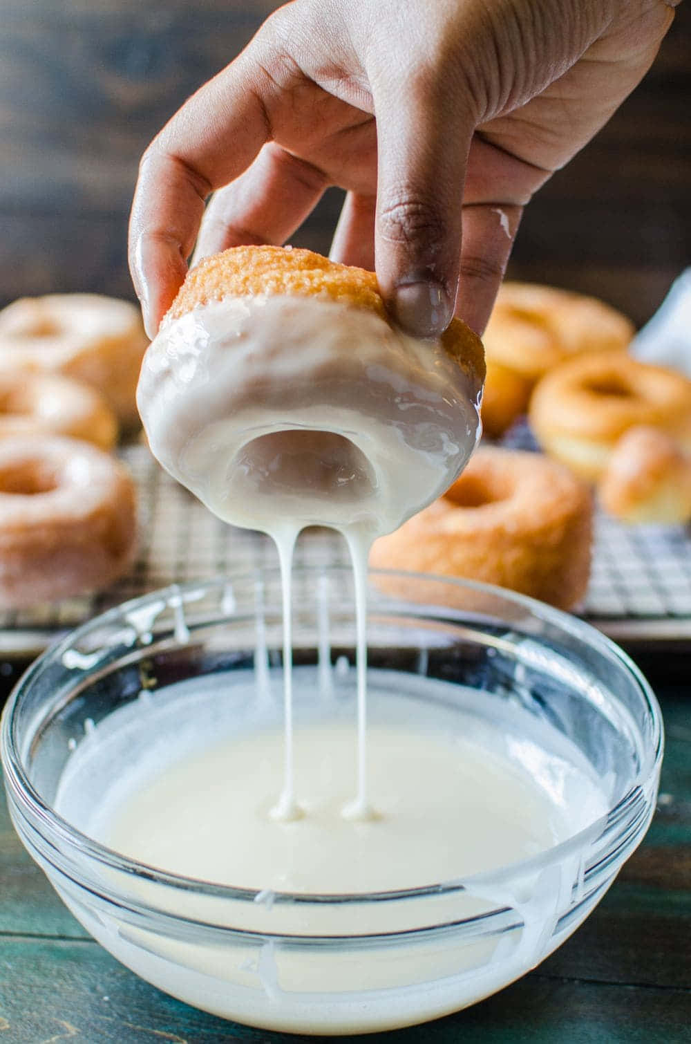 glazed donut, golden donut, thick white glaze, HD Phone Wallpaper