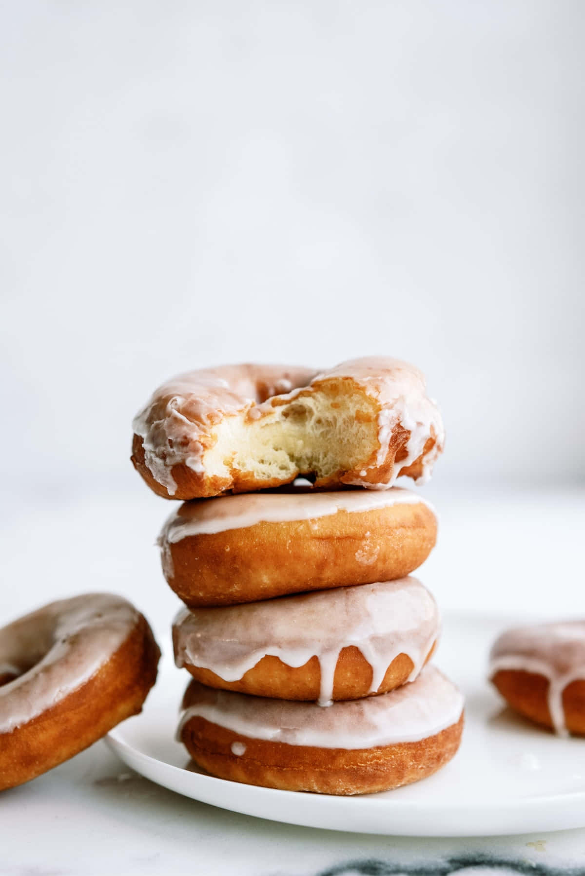 glazed donut, stack of glazed donuts, soft fluffy interior, HD Phone Wallpaper
