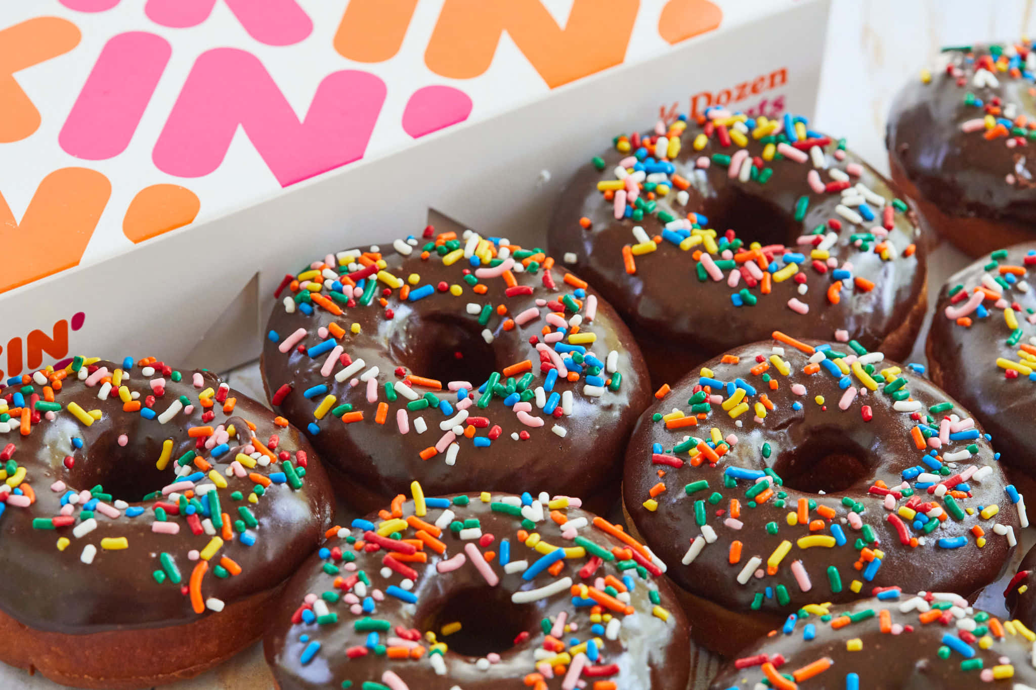 glazed donut, chocolate-glazed donuts, colorful sprinkles, Full HD Desktop Wallpaper