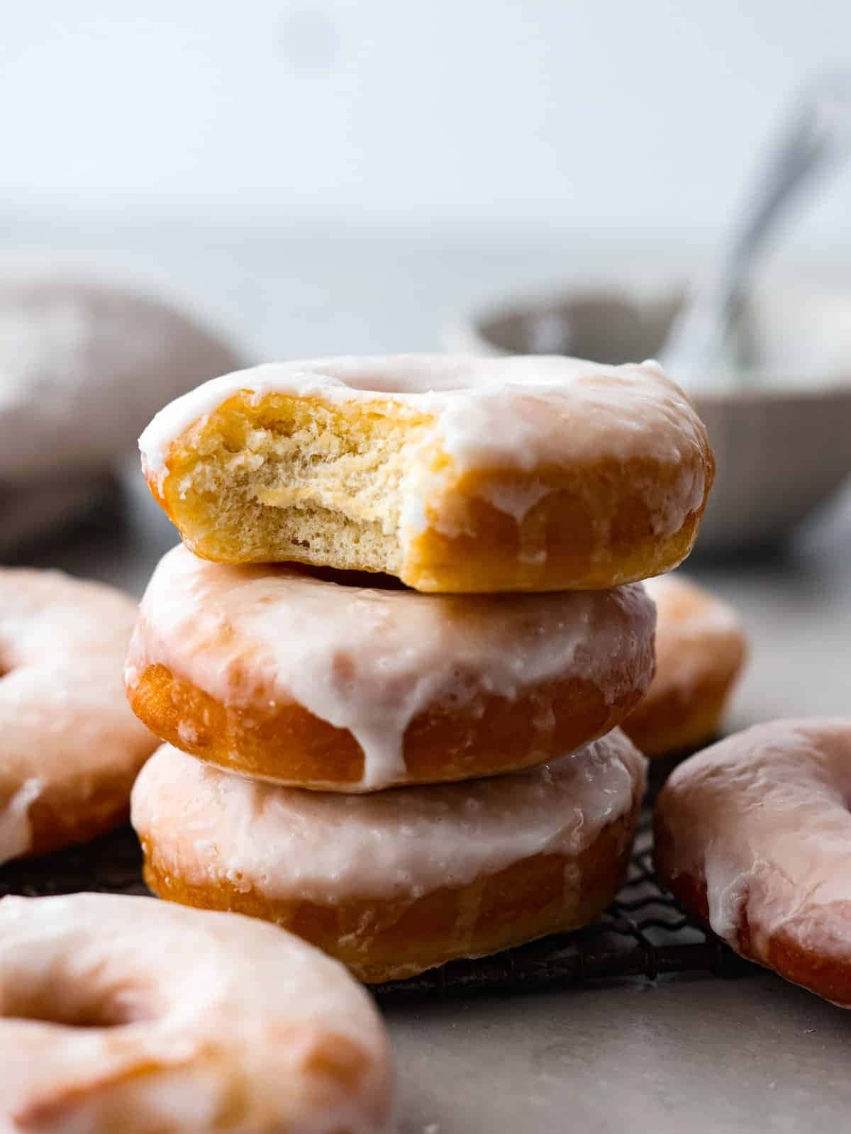 glazed donut, cooling rack, soft fluffy interior, HD Phone Wallpaper