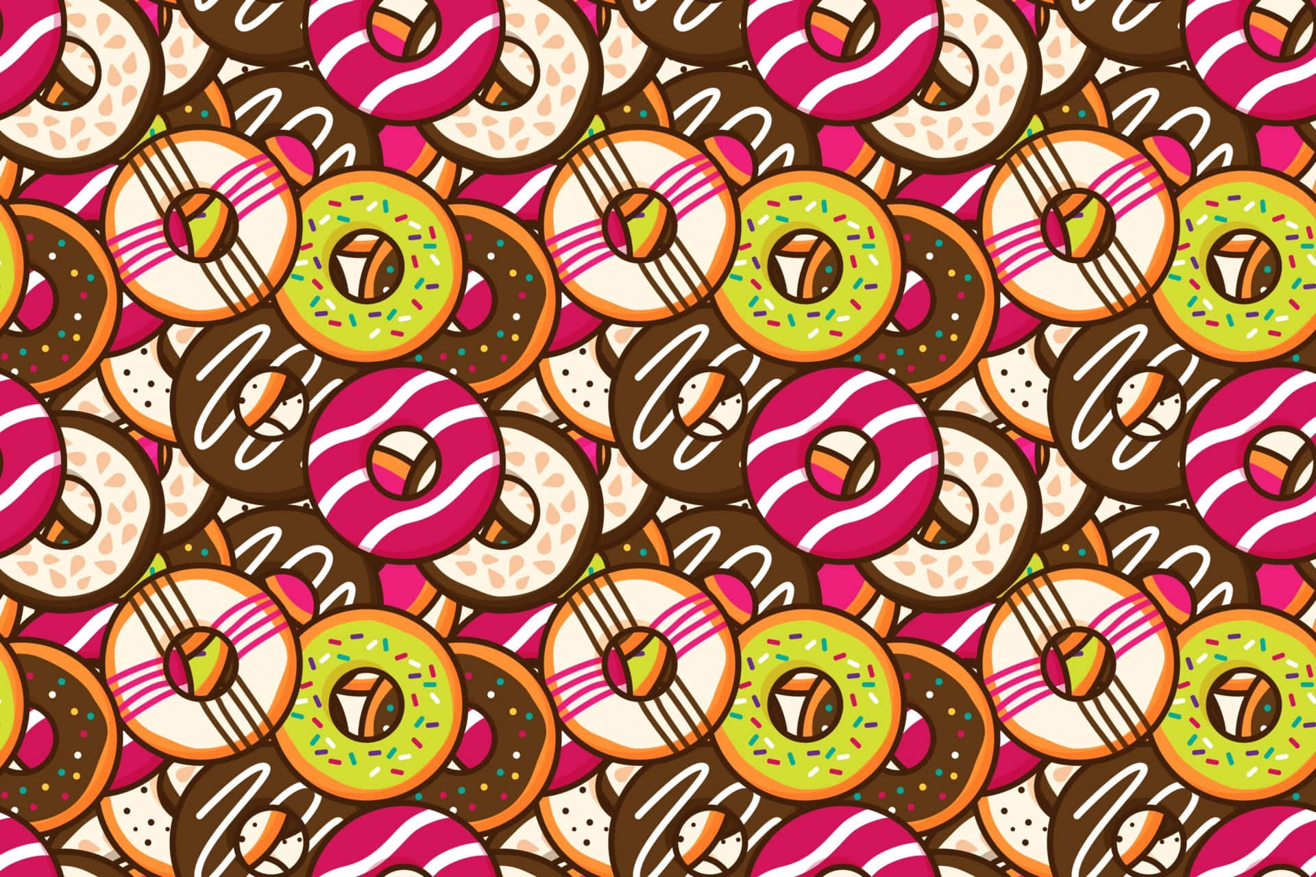 cute donut, pink stripes, sprinkles, Full HD Desktop Wallpaper