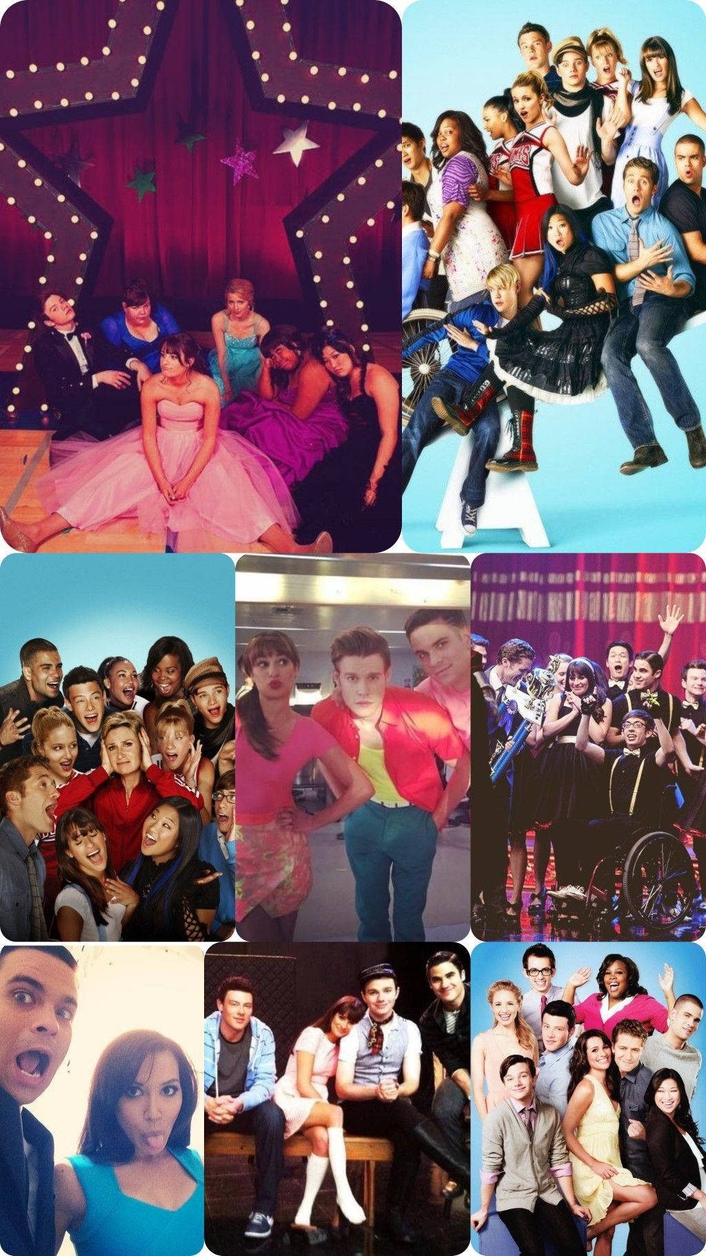 Glee, cast members, photo collage, HD Phone Wallpaper