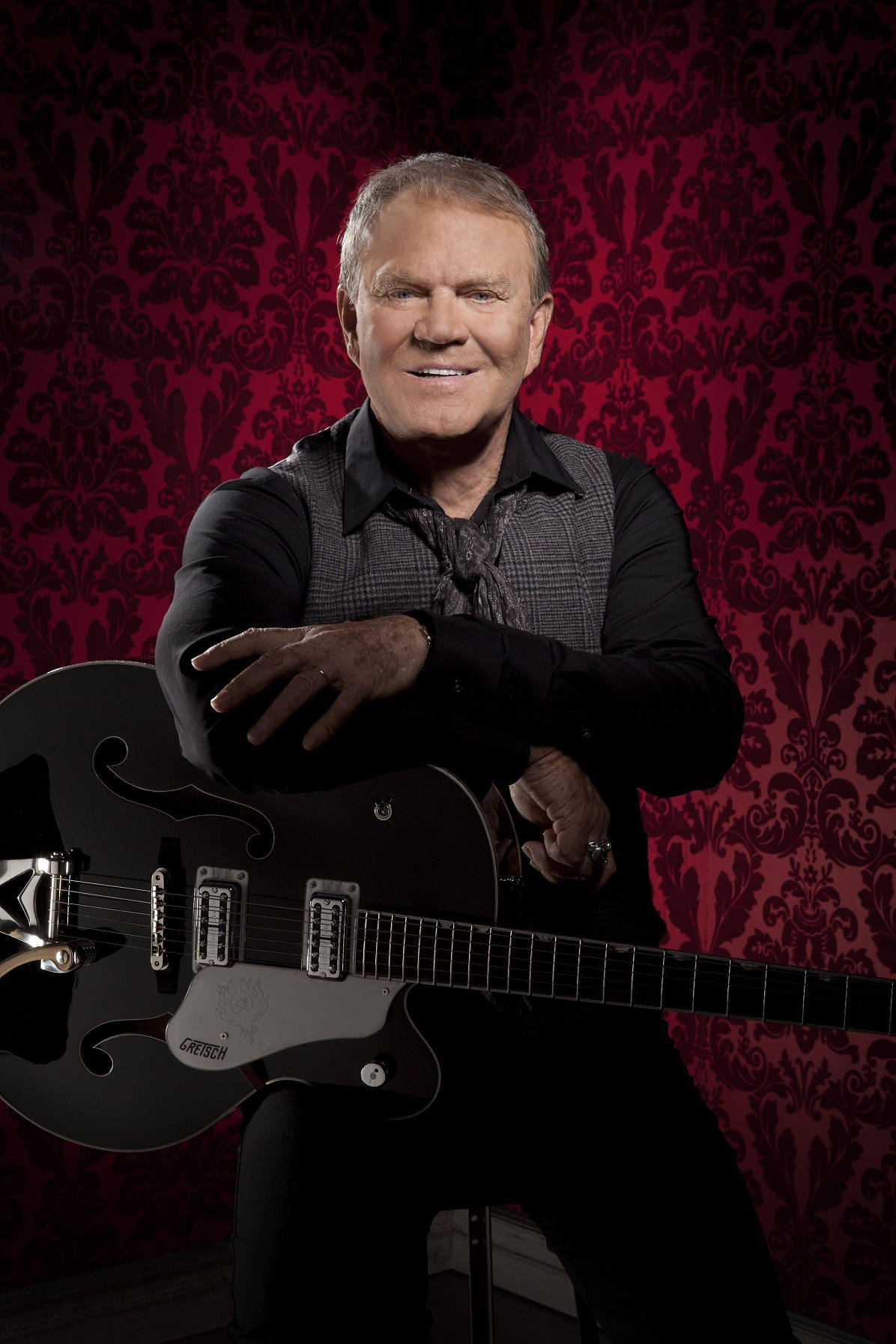 Glen Campbell, black vest, black Gretsch guitar, HD Phone Wallpaper