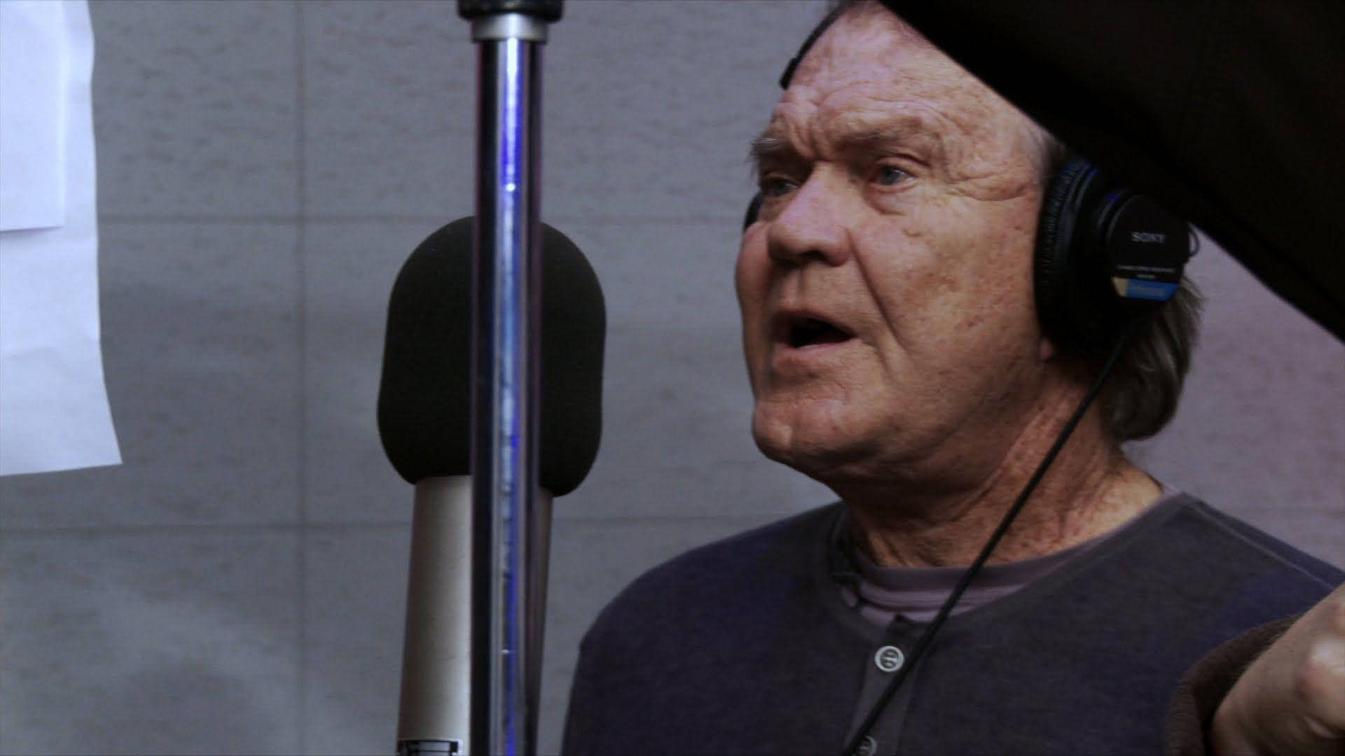 Glen Campbell, studio microphone, headphones, Full HD Desktop Wallpaper