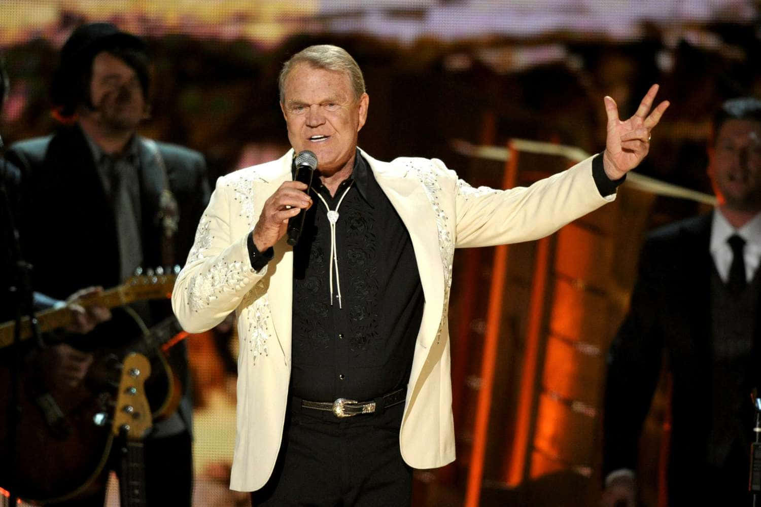 Glen Campbell, white sequined jacket, stage, HD Desktop Wallpaper