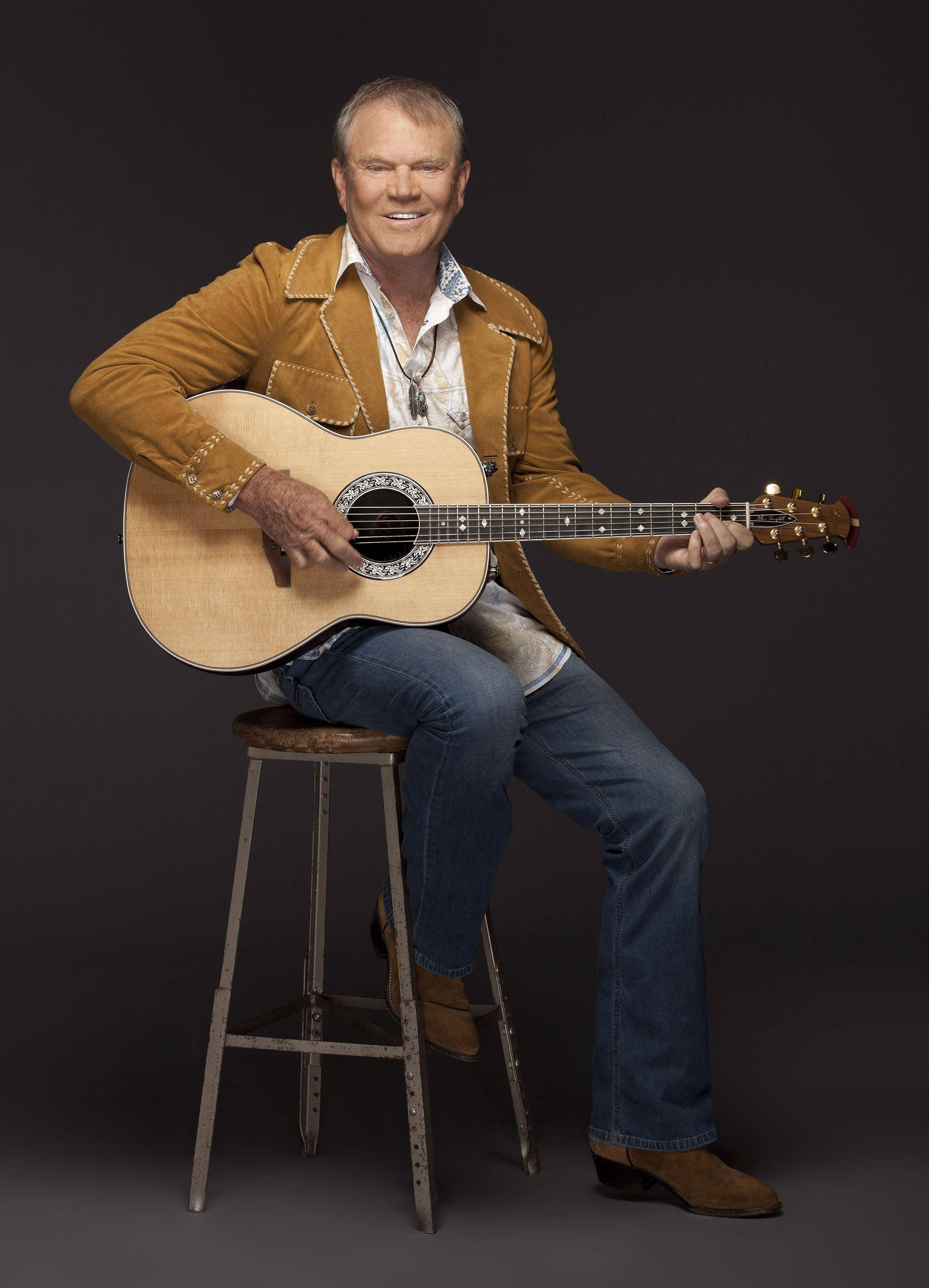 Glen Campbell, acoustic guitar, tan jacket, 2K Phone Wallpaper