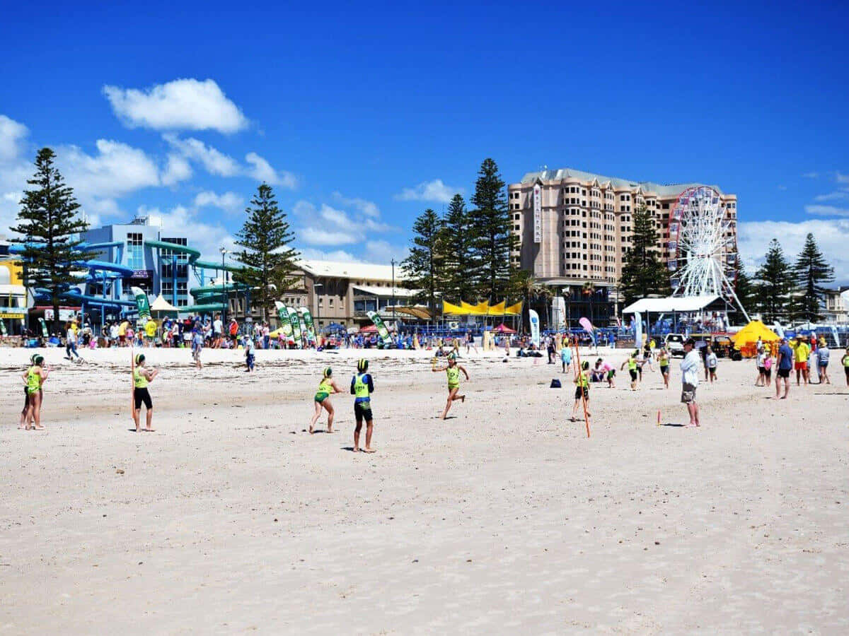Glenelg Beach, water park, ferris wheel, SD Desktop Wallpaper