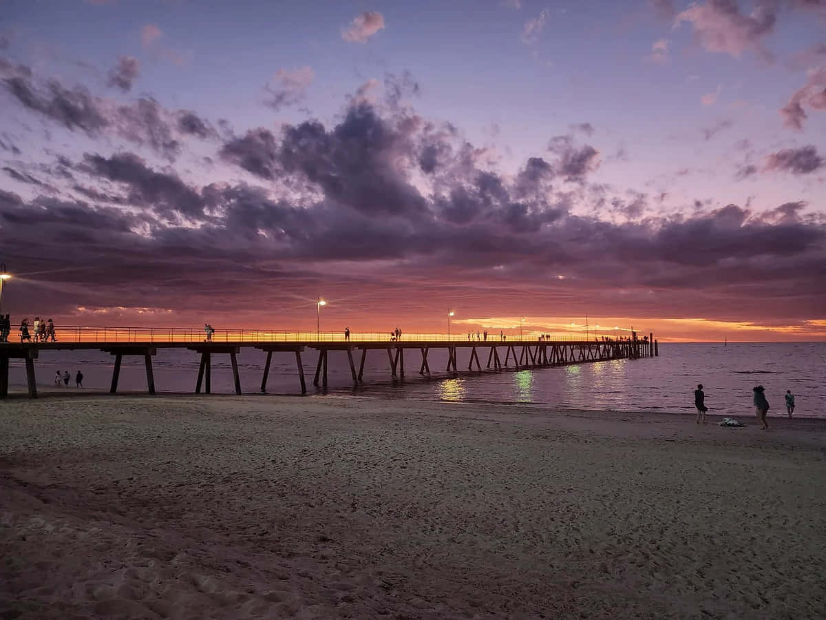 Glenelg Beach, sunset, pier, SD Desktop Wallpaper