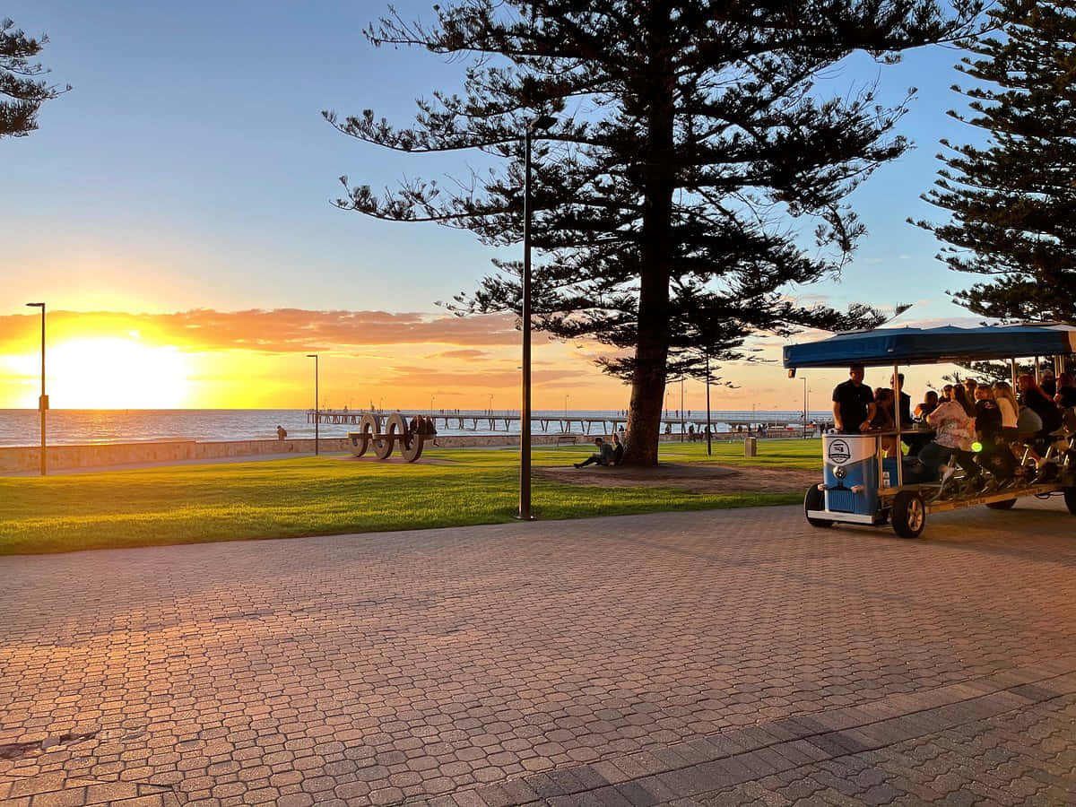 Glenelg Beach, sunset, ocean, SD Desktop Wallpaper