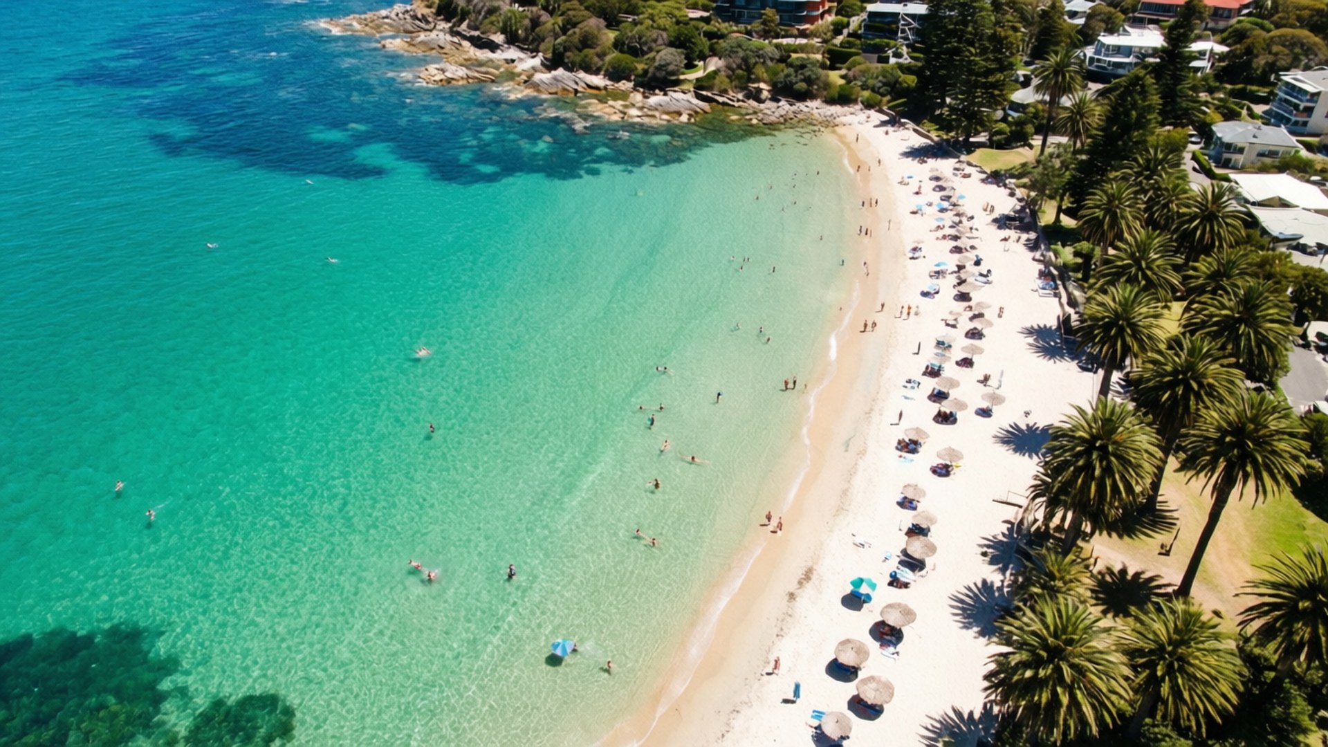 Glenelg beach, turquoise water, aerial shot, Full HD Desktop Wallpaper