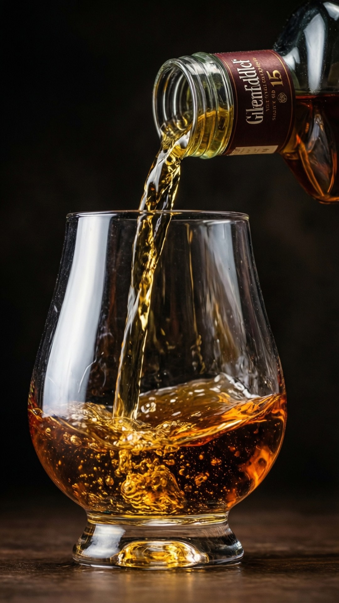 Glenfiddich, golden amber whisky, tulip glass, Full HD Phone Wallpaper