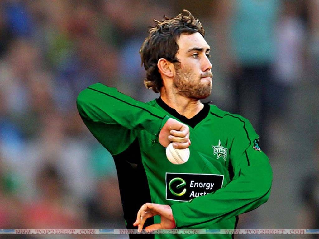 Glenn Maxwell, green jersey, white ball, SD Desktop Wallpaper