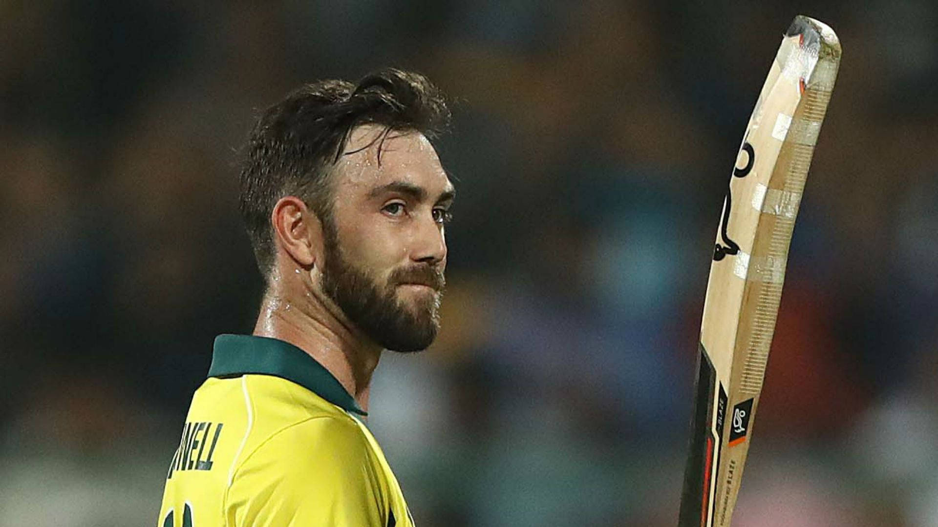 Glenn Maxwell, yellow jersey, bat, Full HD Desktop Wallpaper