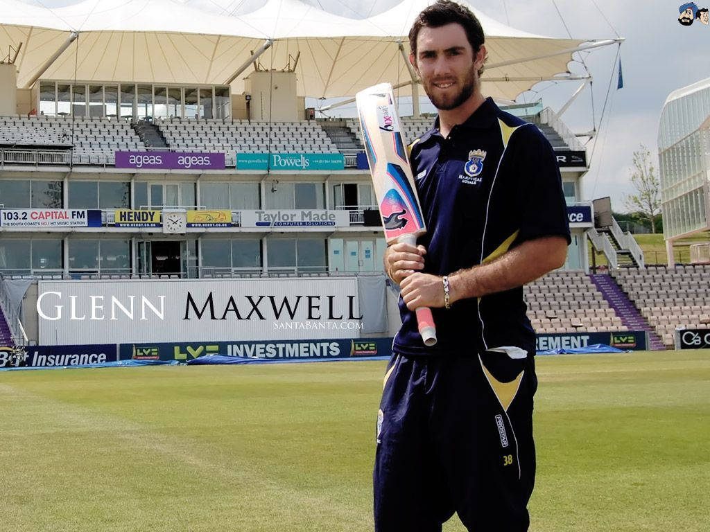 Glenn Maxwell, navy uniform, colorful bat, SD Desktop Wallpaper