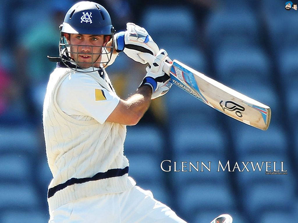 Glenn Maxwell, cricket bat, white uniform, SD Desktop Wallpaper