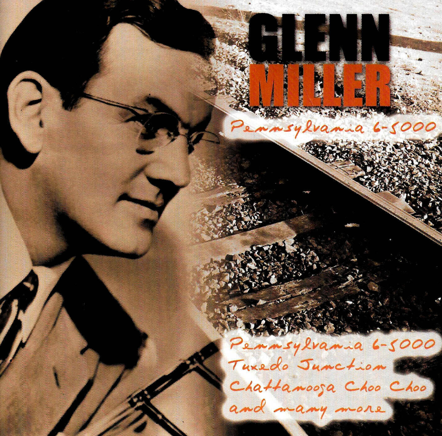 Glenn Miller, sepia portrait, train track, HD Desktop Wallpaper