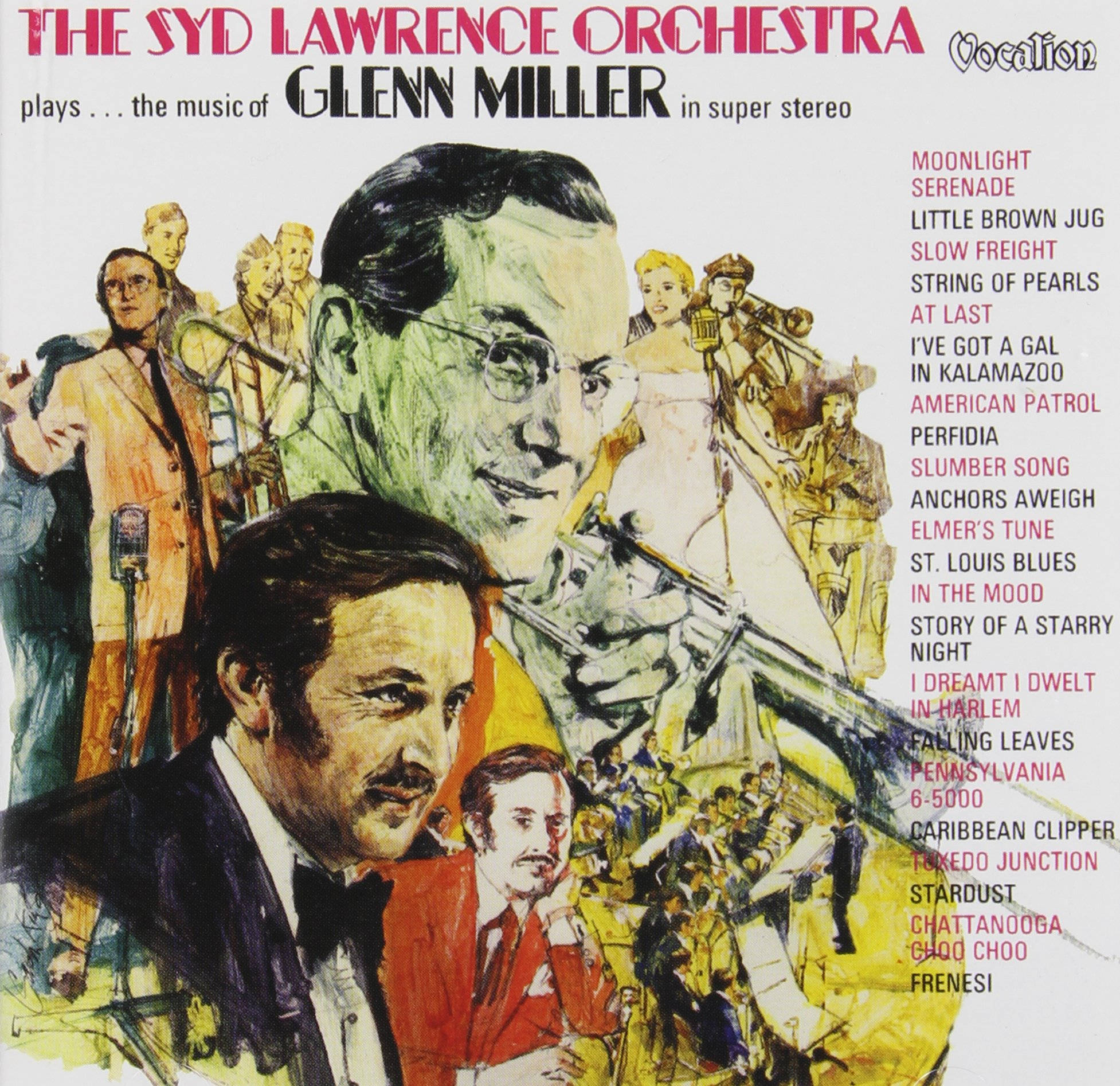 Glenn Miller, orchestra members, vibrant vintage illustration, Full HD Desktop Wallpaper