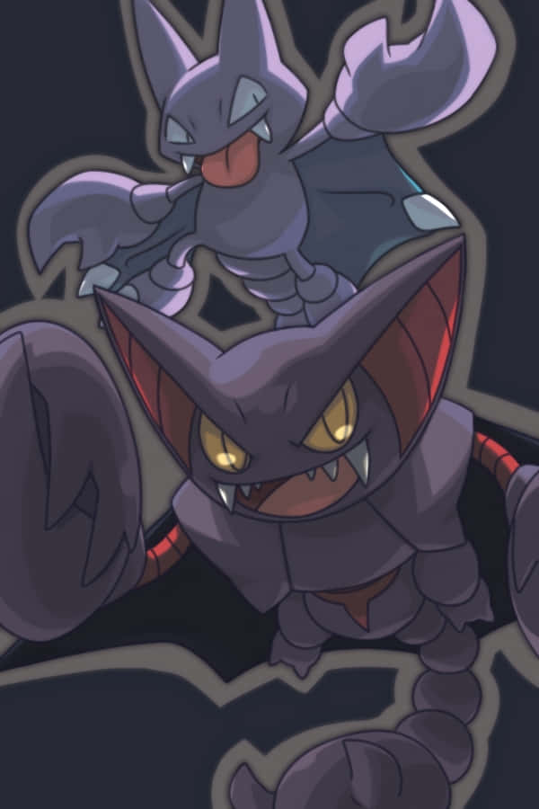 Gligar, dark purple, glowing yellow eyes, SD Phone Wallpaper