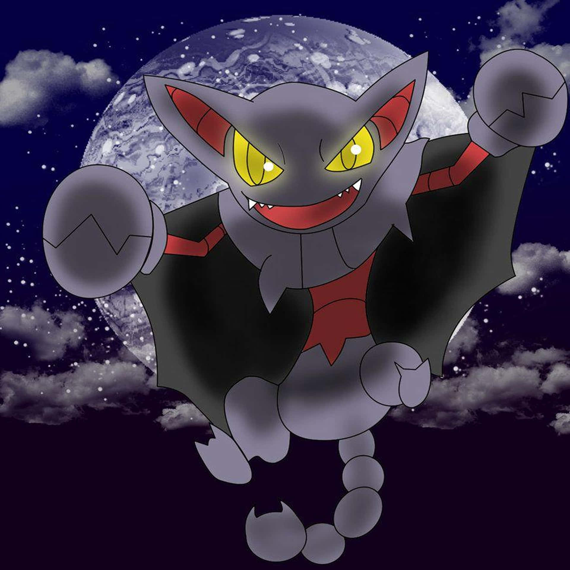 Gligar, moon, starry night sky, Full HD Desktop Wallpaper