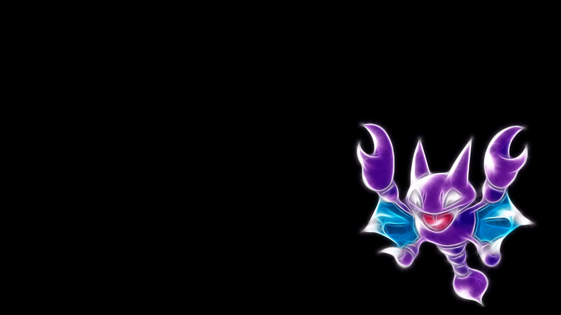 Shiny Gligar, glowing purple, blue cartoon bat, Full HD Desktop Wallpaper