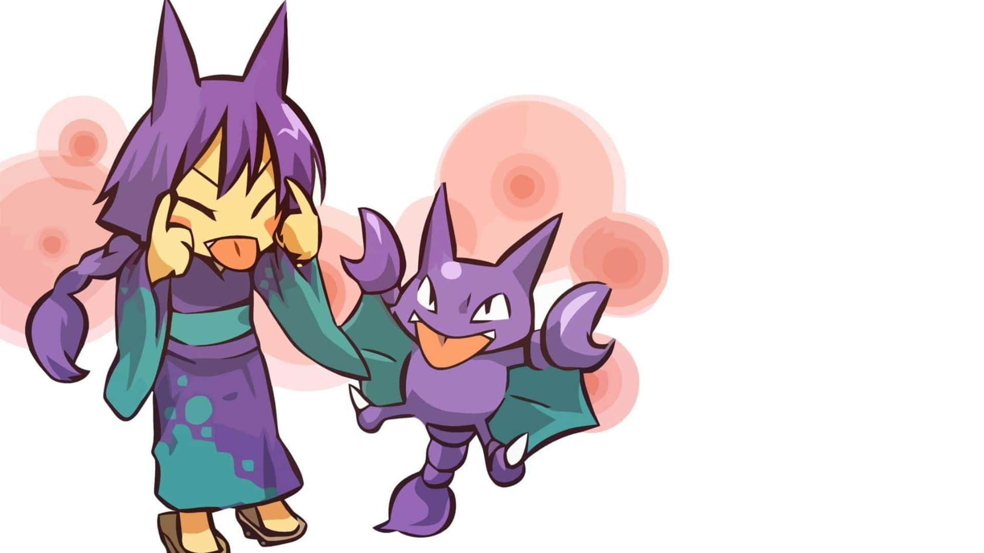 Gligar, trainer, purple hair, Full HD Desktop Wallpaper