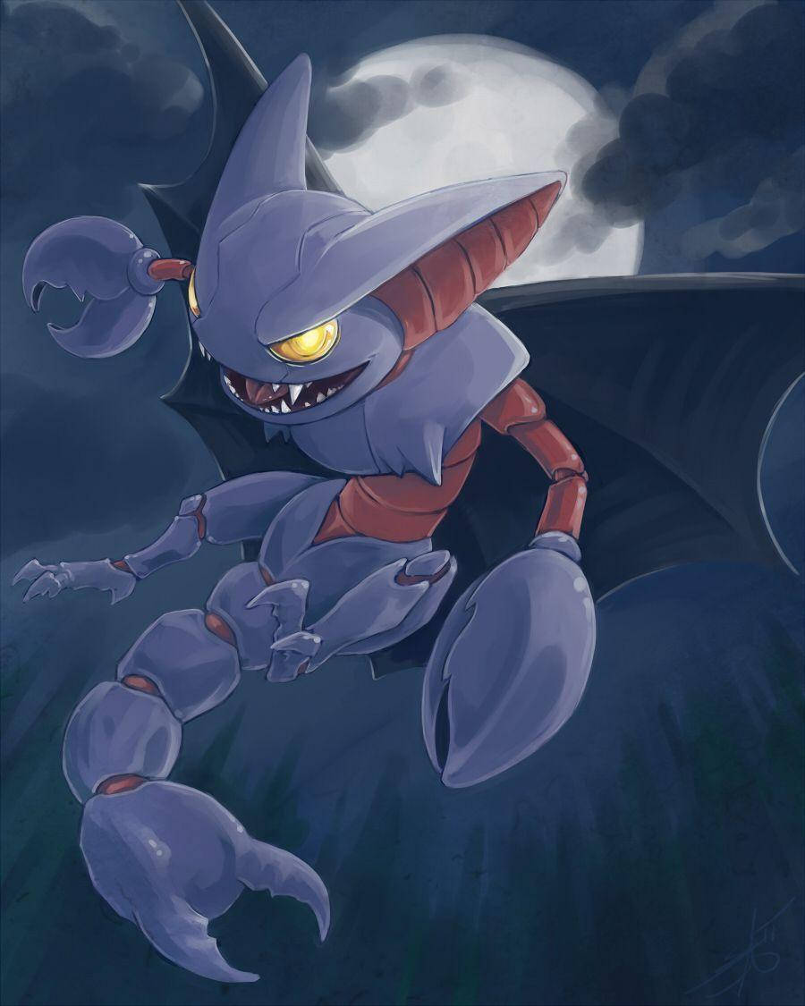 Gliscor, full moon, dark night sky, SD Phone Wallpaper