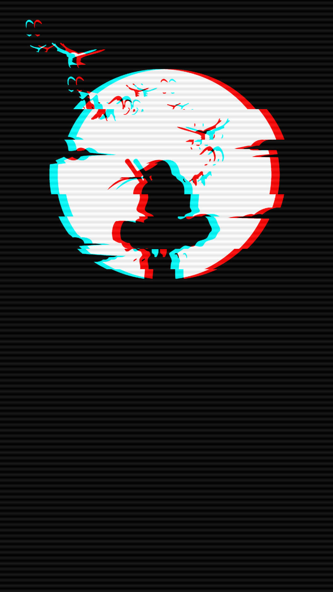 glitch-art, silhouette, birds, Full HD Phone Wallpaper