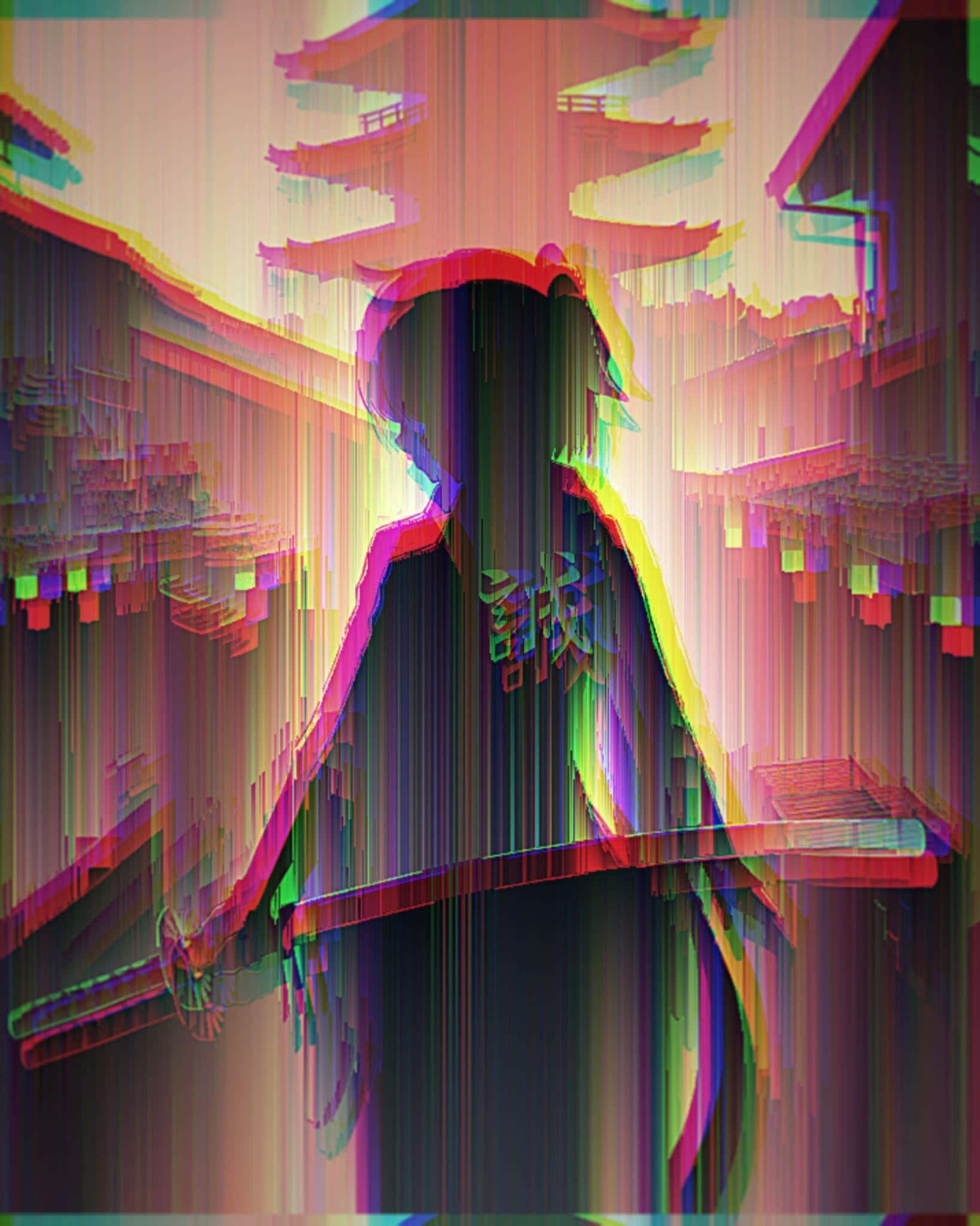 glitch-art, vibrant chromatic aberration, electrified blue backdrop, Full HD Phone Wallpaper