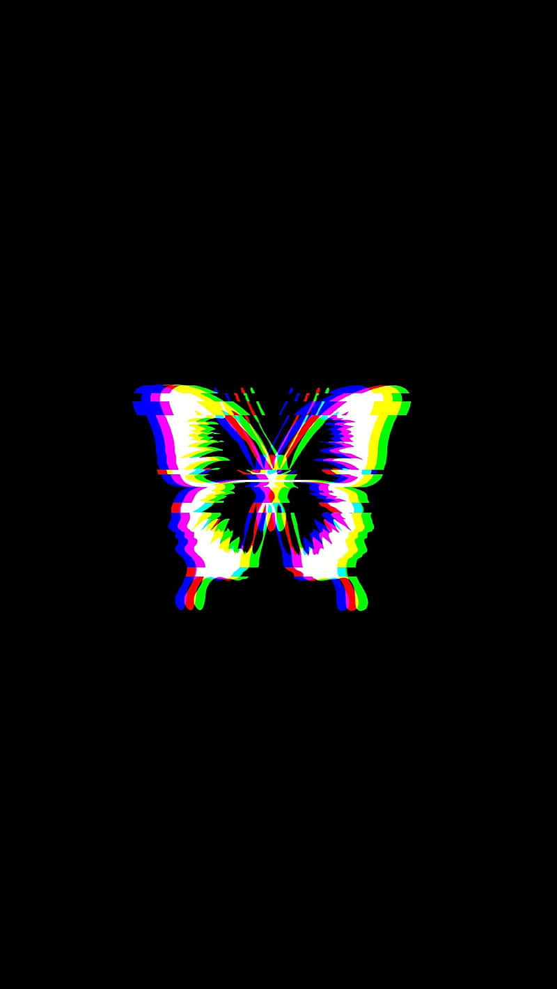 glitch effect, butterfly, rainbow pixel distortion, HD Phone Wallpaper