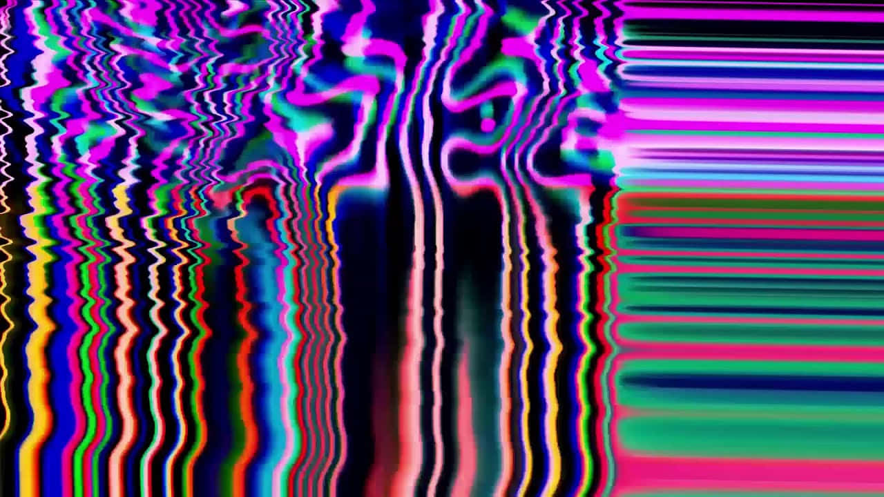 glitch effect, neon colors, wavy distorted stripes, HD Desktop Wallpaper