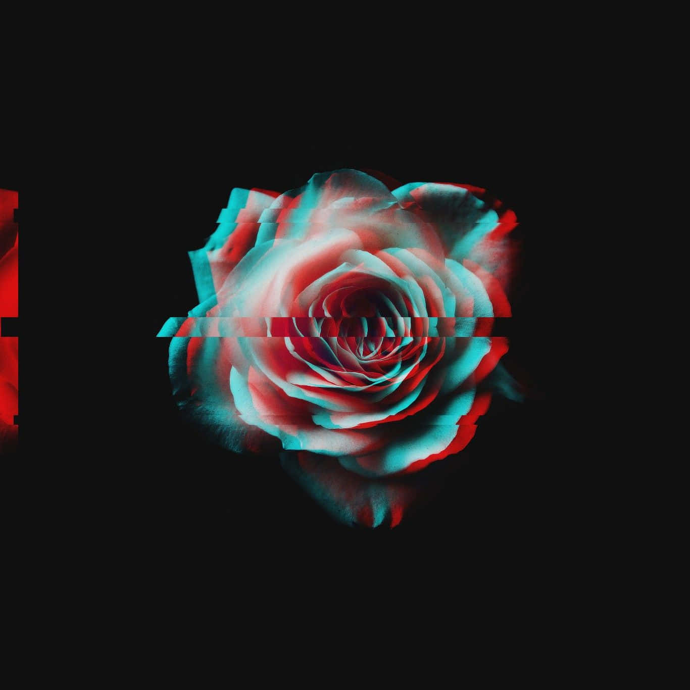 blue gradient, glitch effect, red and cyan color fringes, HD Desktop Wallpaper