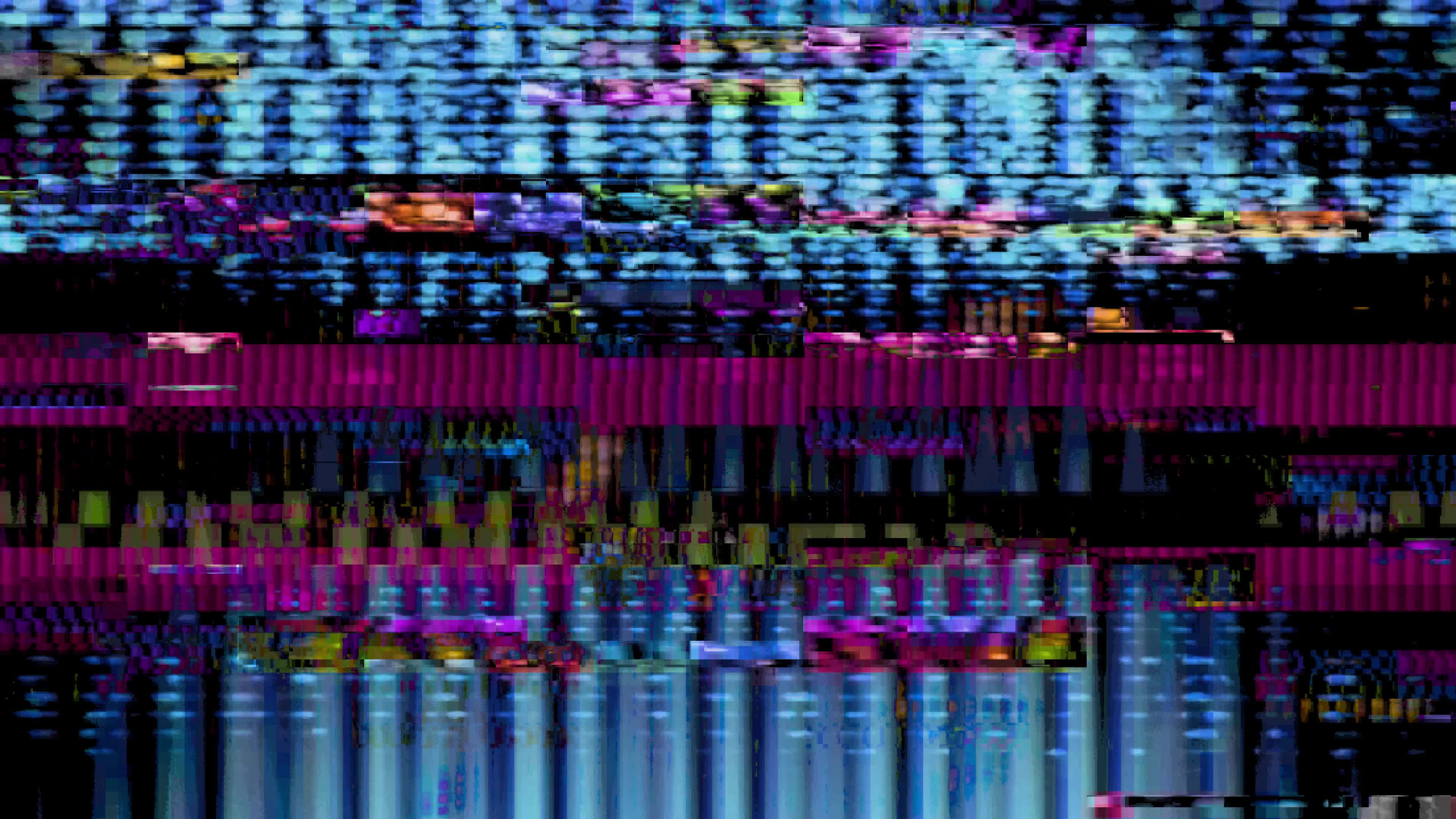 glitch effect, electric blue, magenta, 4K Desktop Wallpaper