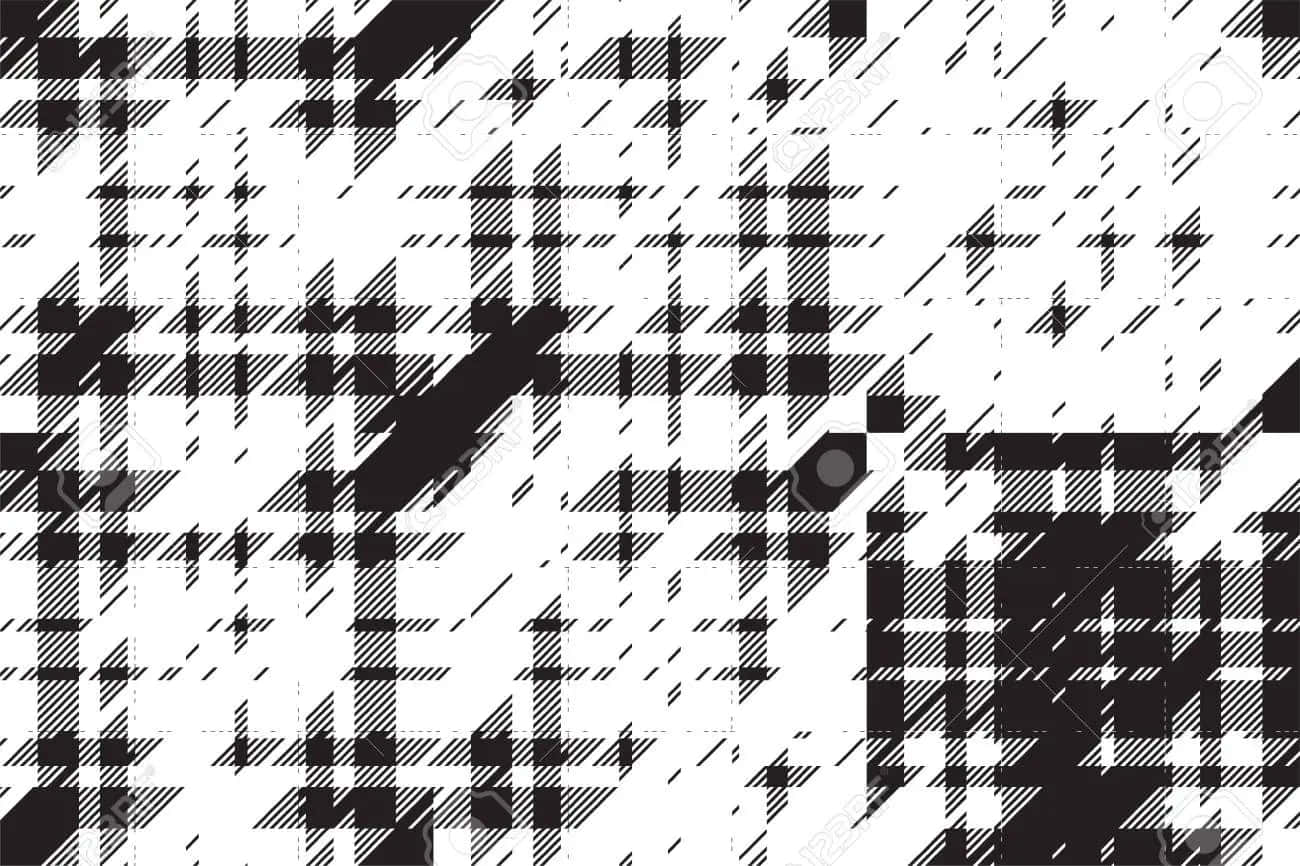 Glitch Effect, black and white, plaid pattern, HD Desktop Wallpaper