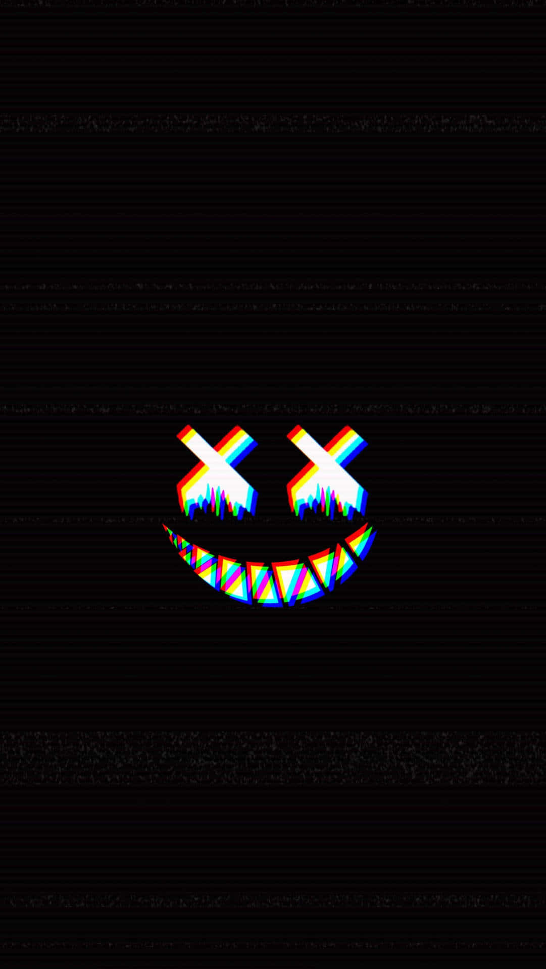 glitching rainbow smiley face, X eyes, jagged teeth, Full HD Phone Wallpaper