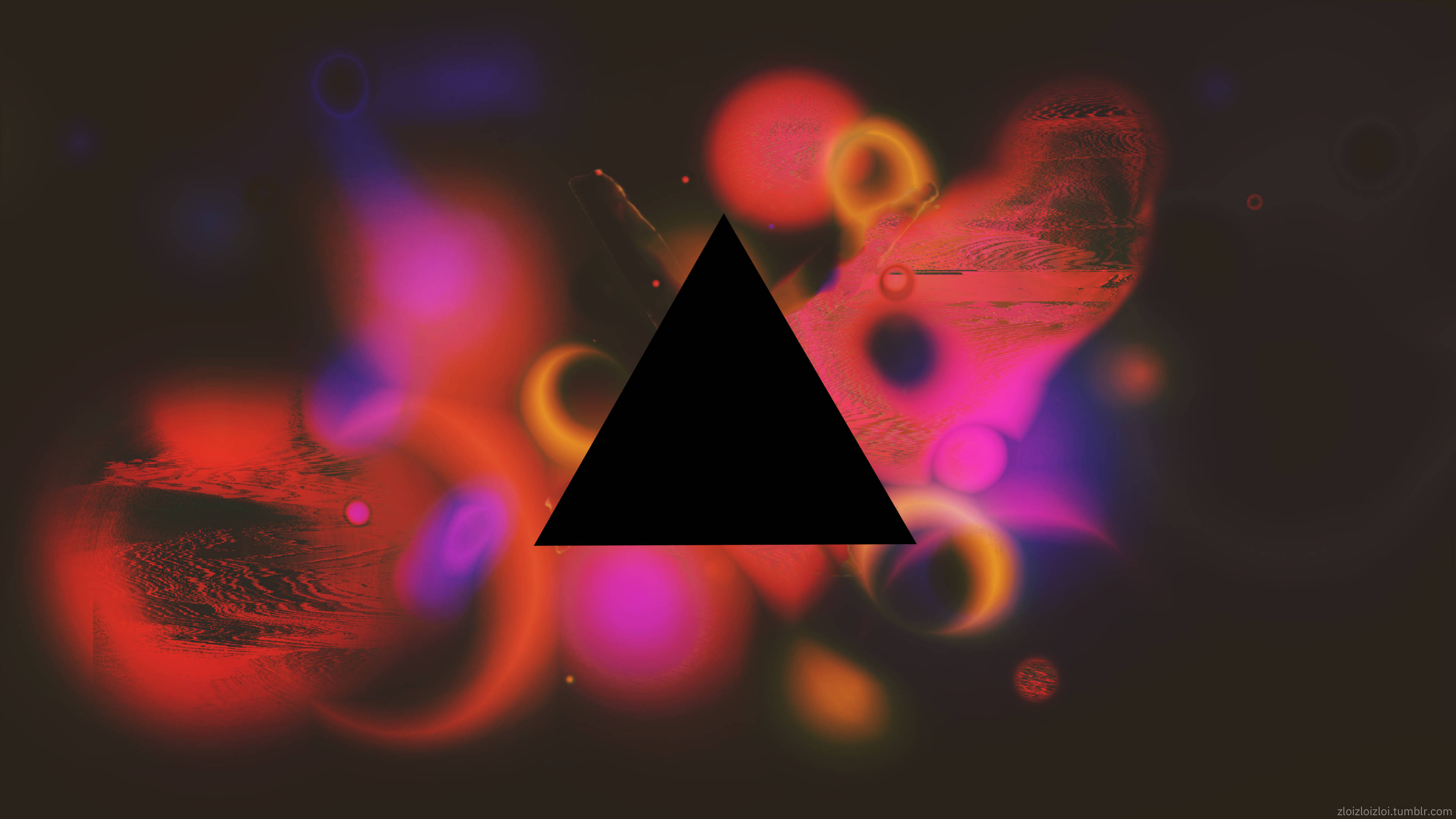 black triangle, bright pink triangle, glowing red purple, 4K Desktop Wallpaper