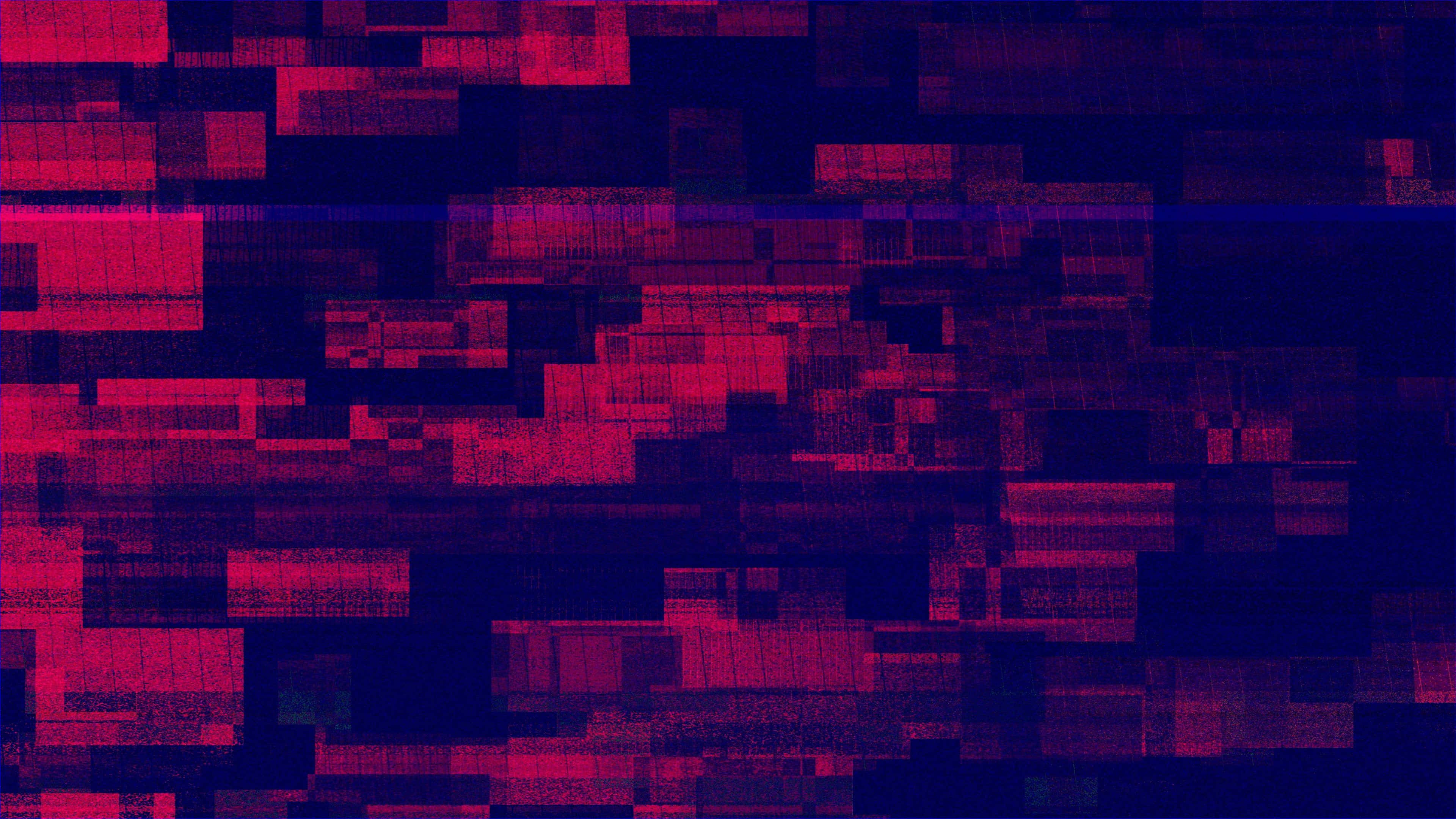 glitch effect, magenta, blue, 4K Desktop Wallpaper