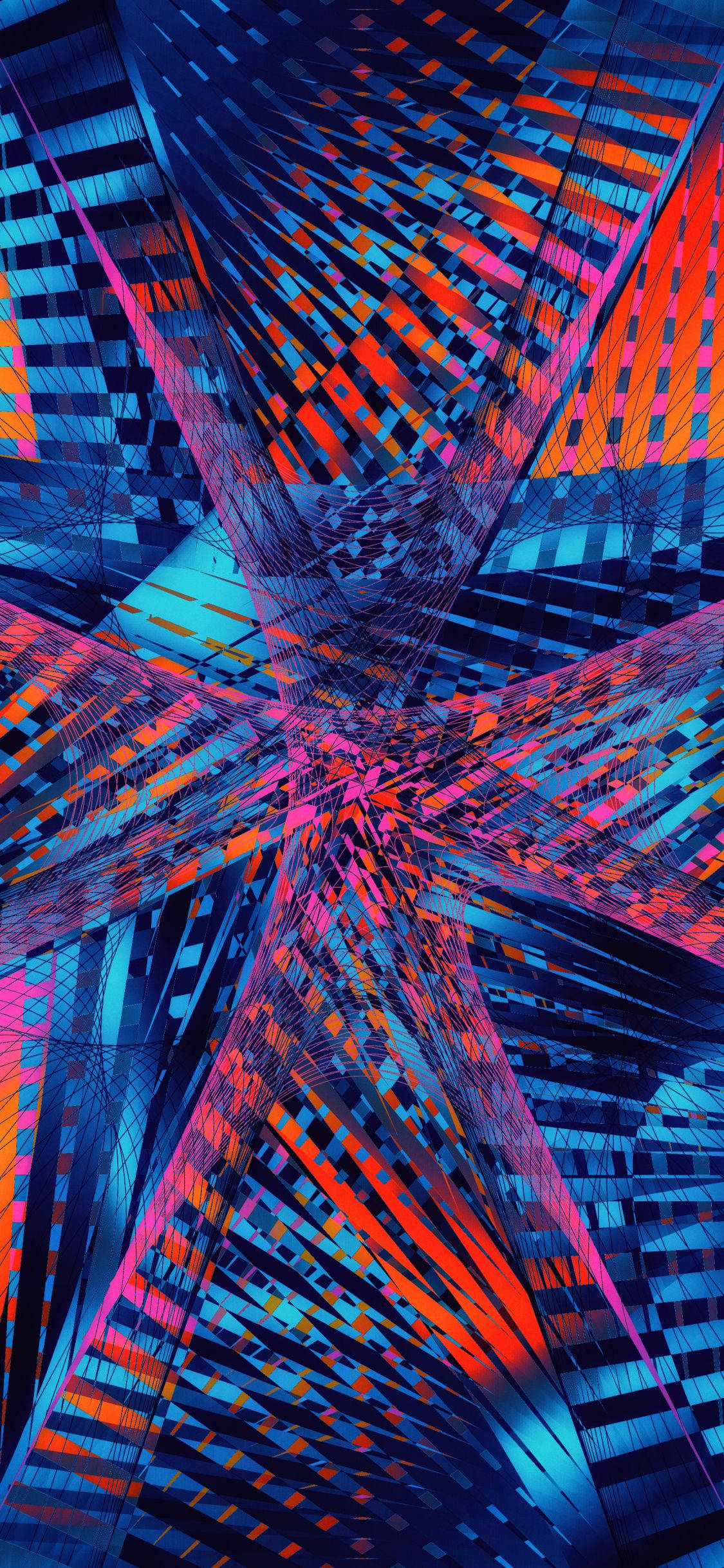 blue, orange, fractal, Full HD Phone Wallpaper