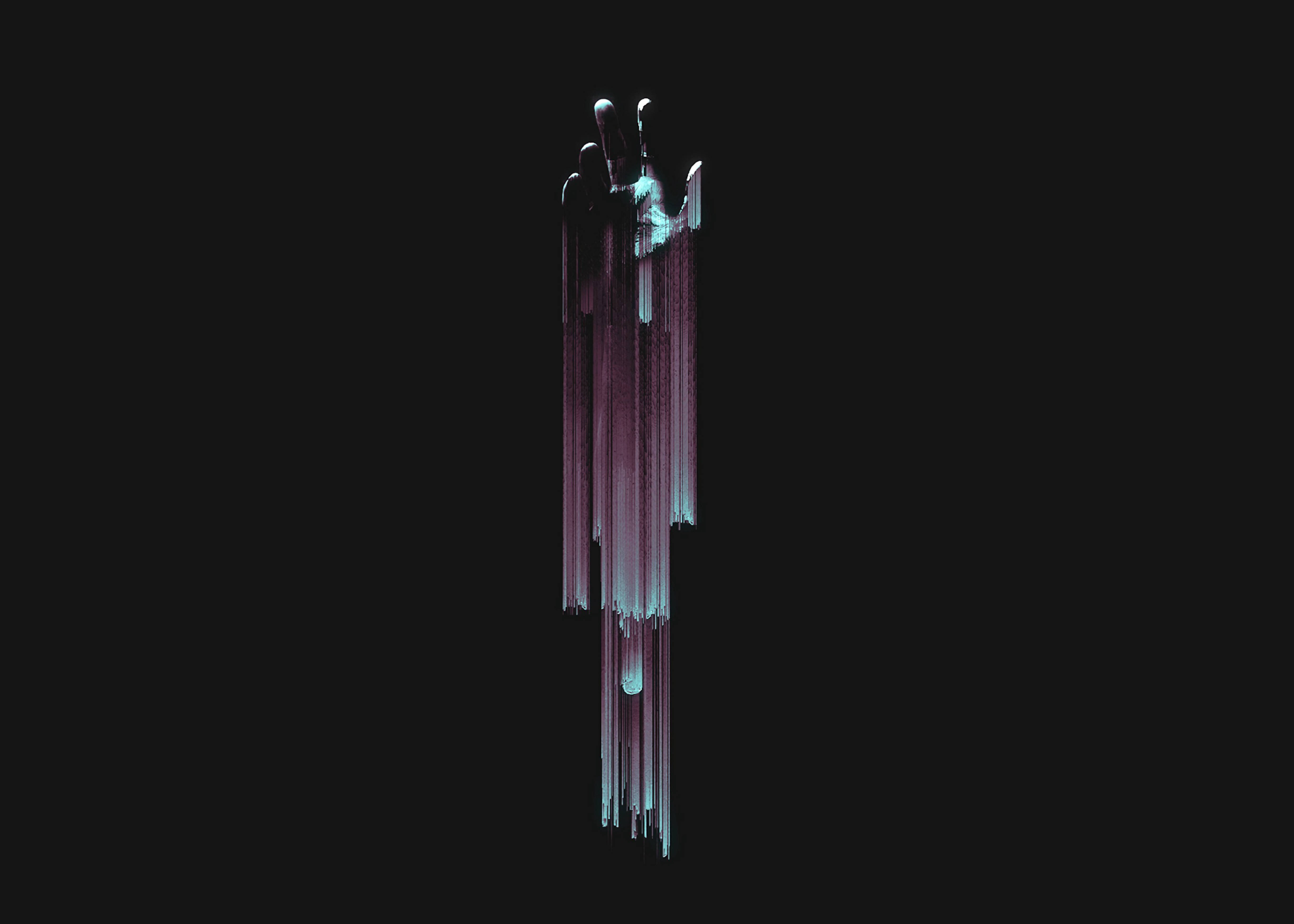 glitch, neon purple, cyan, 4K Desktop Wallpaper