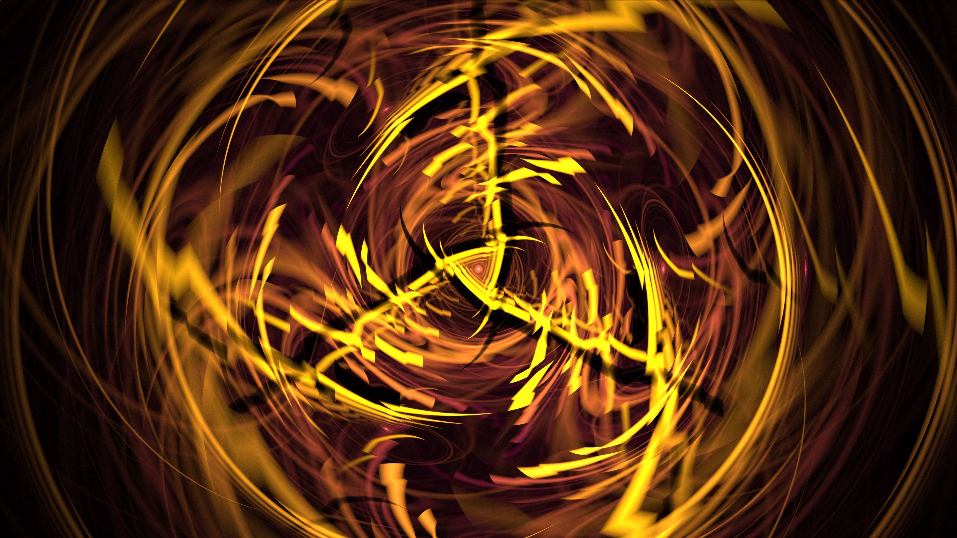 gold, vibrant background, dark vortex, 4K Desktop Wallpaper