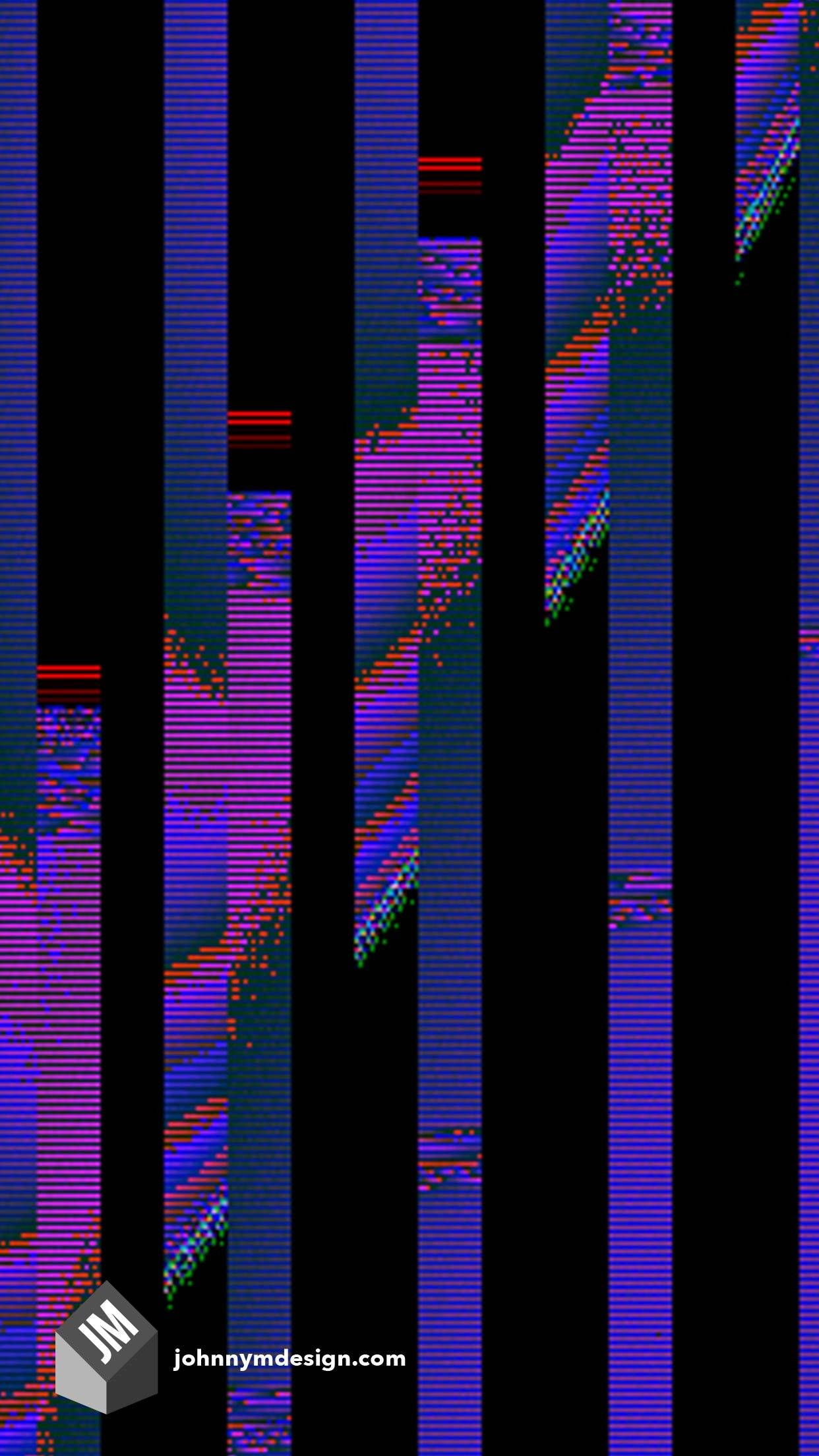 blue and black pattern glitch, purple, red, Full HD Phone Wallpaper