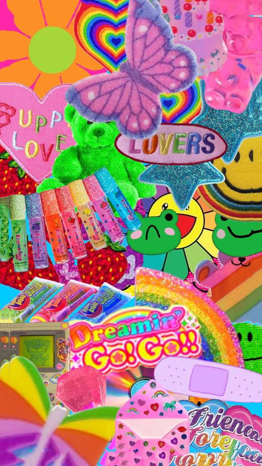 weirdcore, colorful objects, glittery toys, HD Phone Wallpaper