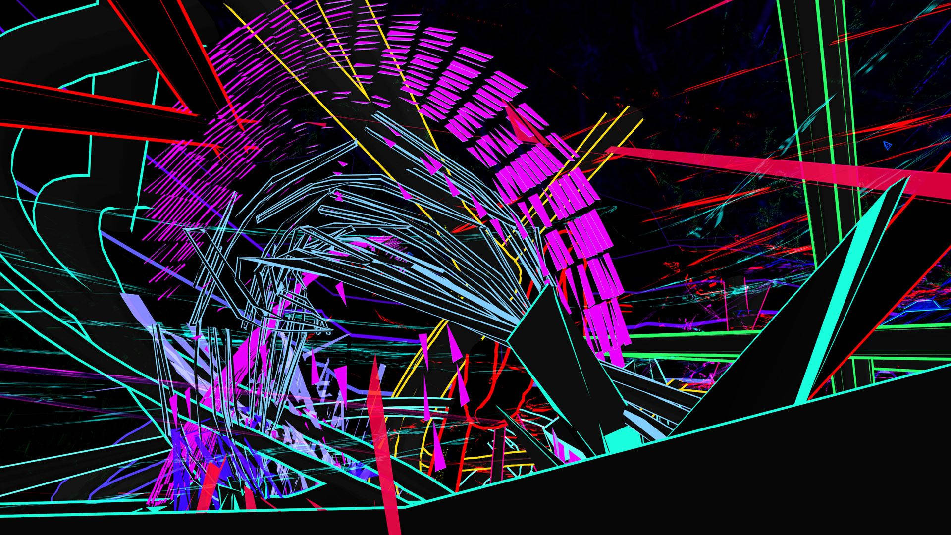 Glitchcore, neon lines, geometric shapes, Full HD Desktop Wallpaper