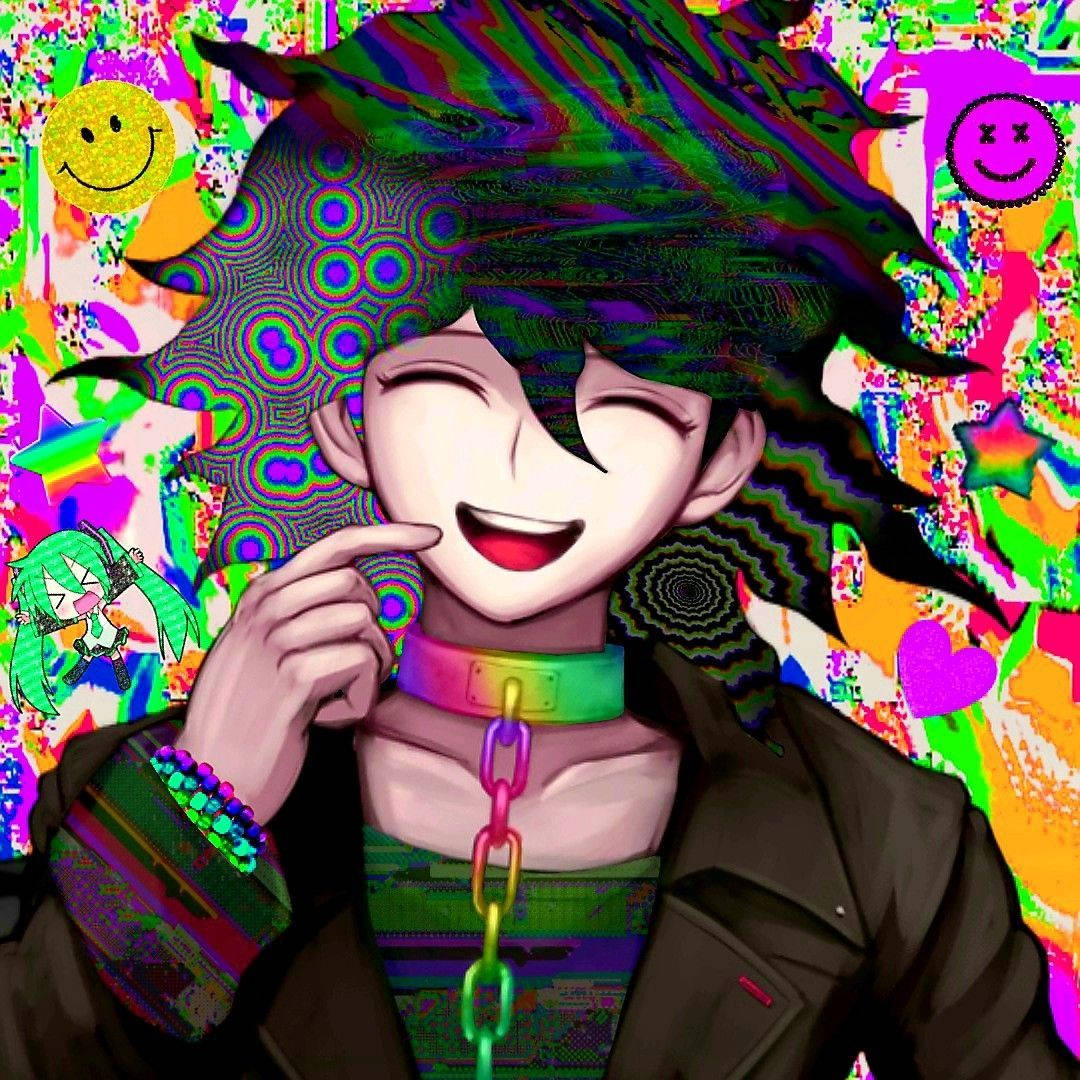 Glitchcore, anime character, spiky hair, SD Desktop Wallpaper
