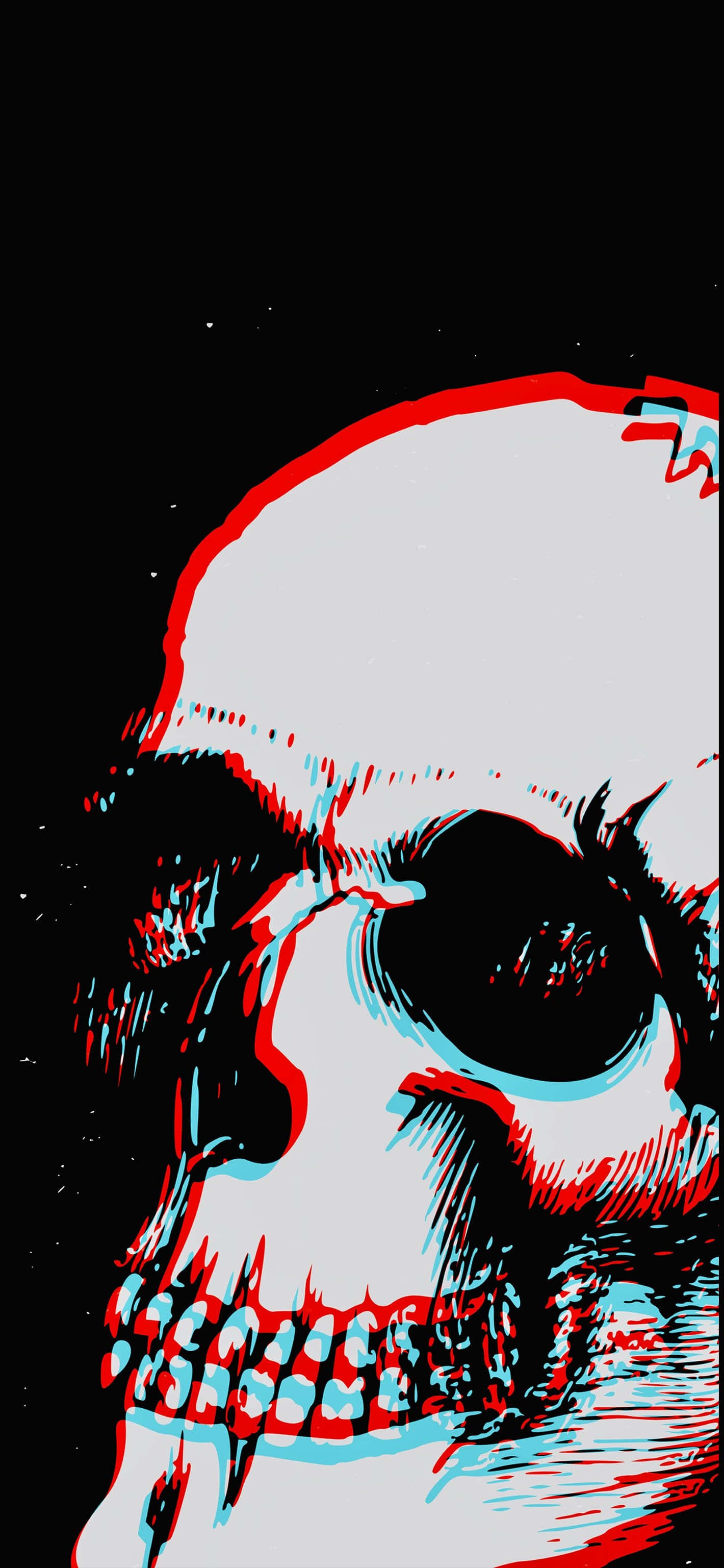 glitch effect, skull, red outlines, 2K Phone Wallpaper