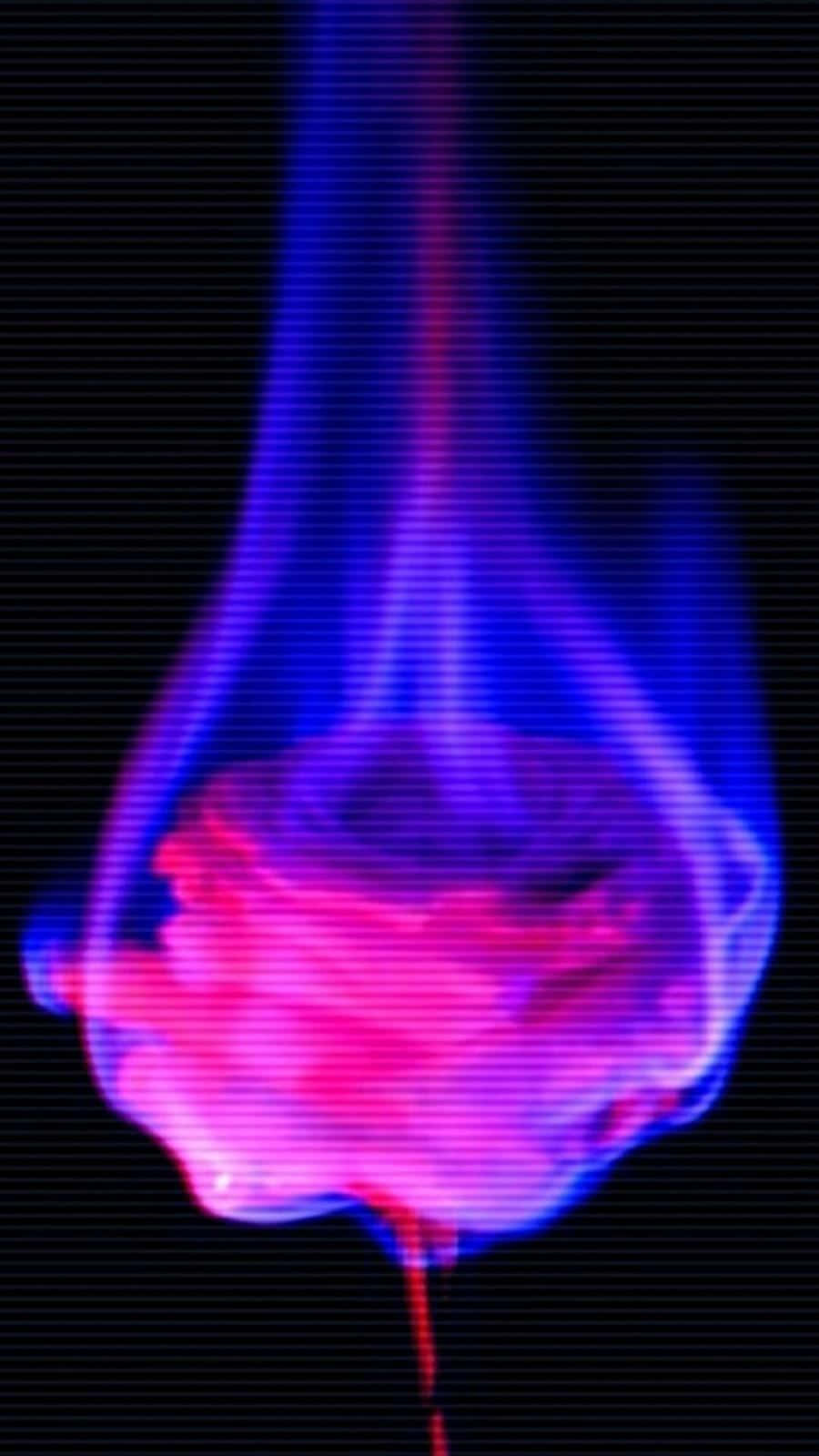 glitch effect, vibrant blue, pink flame, HD Phone Wallpaper